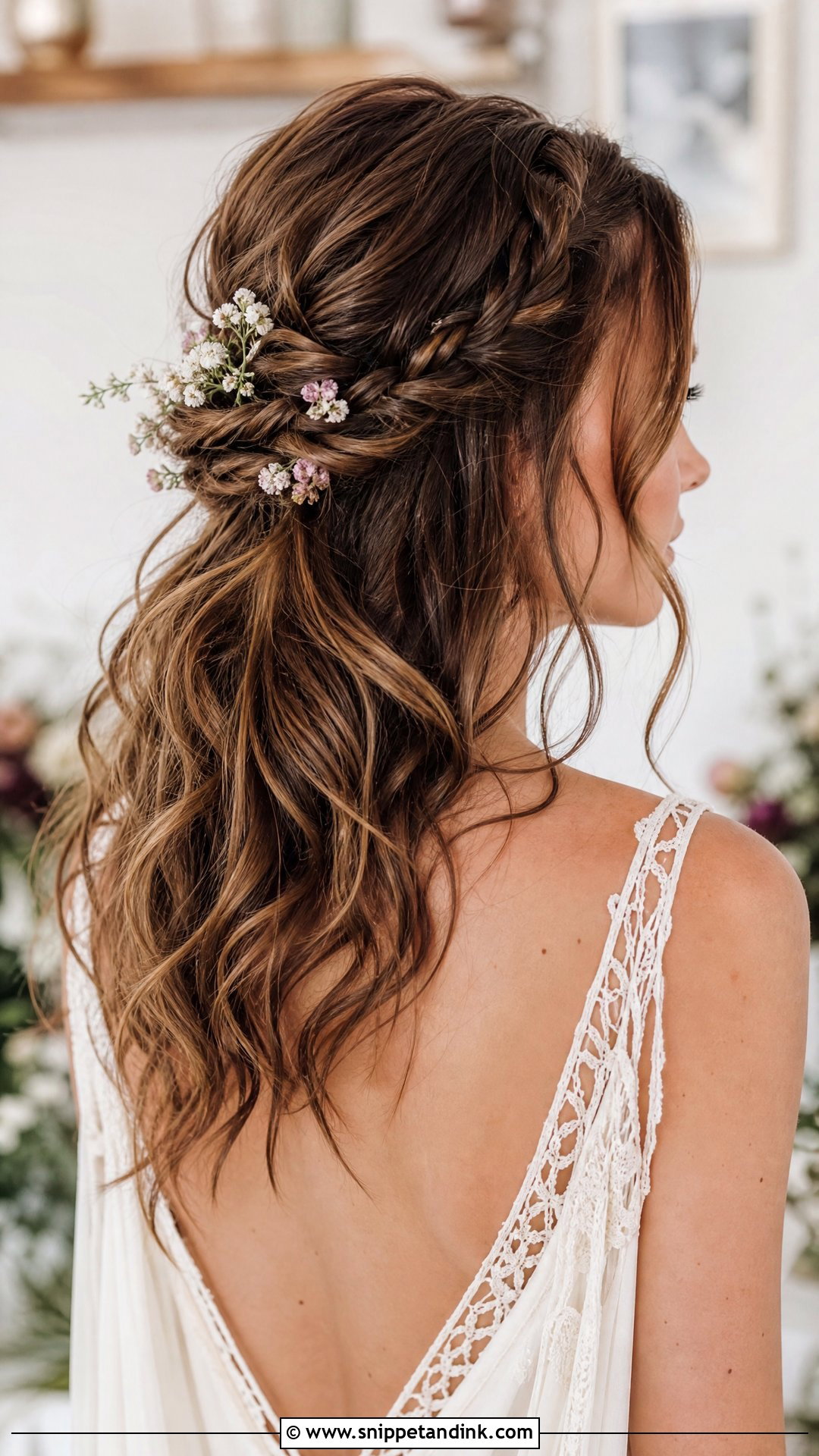 Boho Braided Half Ponytail Wedding Hairstyle - Snippet and Ink - 20 Half Ponytail Wedding Hairstyles