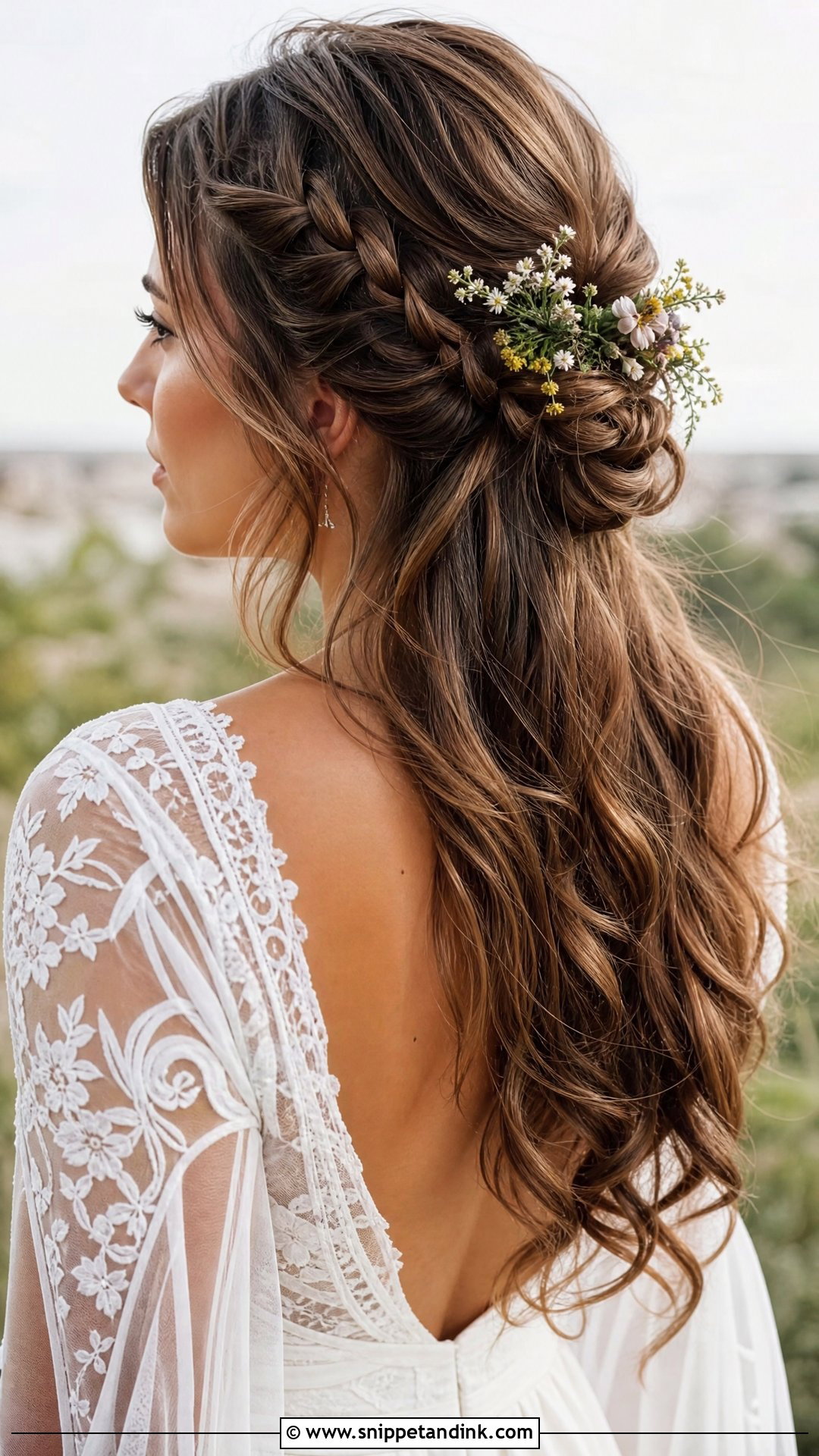 Boho Braided Half Up - Snippet and Ink - 20 Bridal Braid Hairstyles