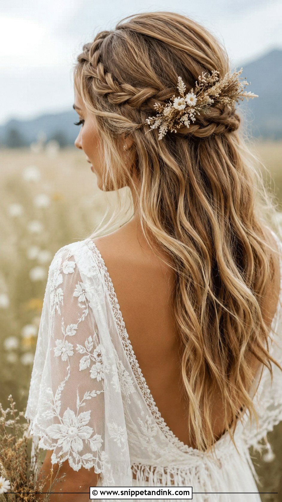 Boho Braided Half Up - Snippet and Ink - 20 Elopement Hairstyles
