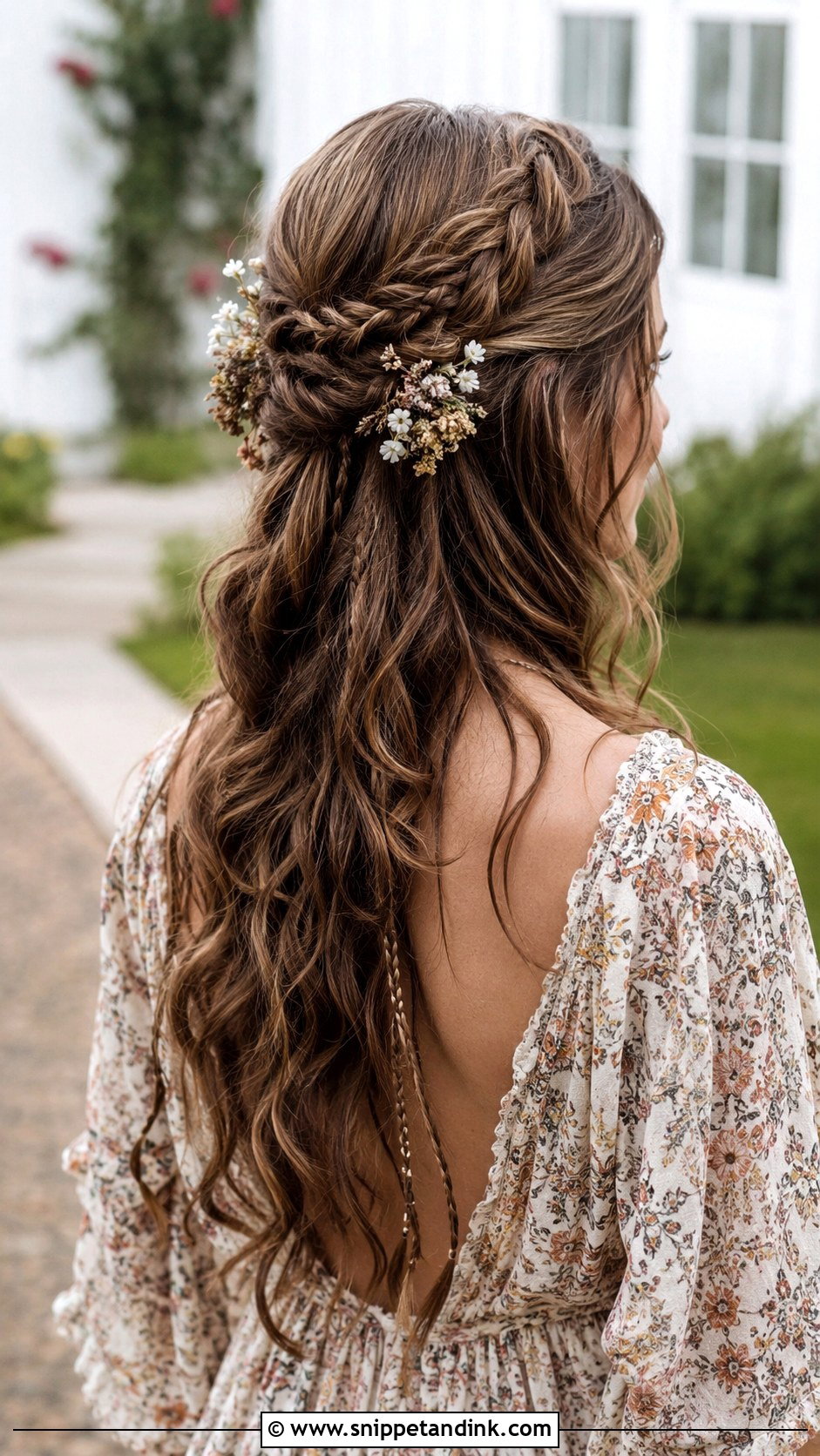 Boho Braided Half Up - Snippet and Ink - 20 Bridal Guest Hairstyles