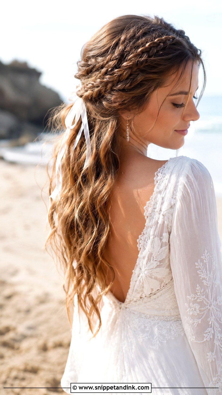 Boho Braided Half Up - Snippet and Ink - 25 Beach Wedding Hairstyles