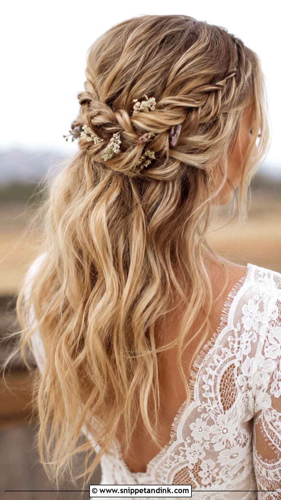 Boho Braided Half Up - Snippet and Ink - 25 Elegant Bridal Hairstyles