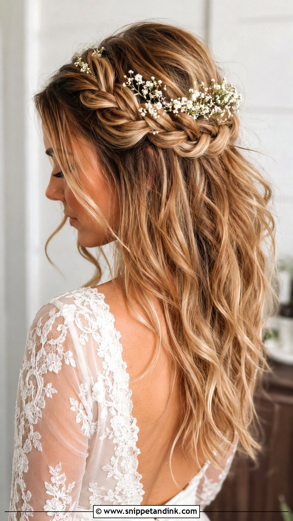 Boho Braided Half Up - Snippet and Ink - 25 Medium Length Bridal Hair Ideas