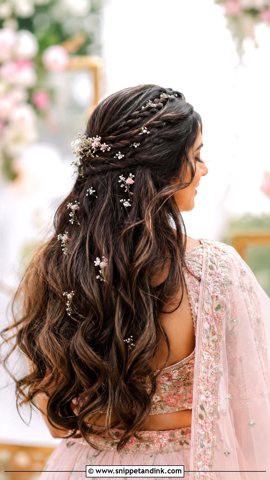 Boho Braided Half Up - Snippet and Ink - 25 Trendy Indian Wedding Hairstyles