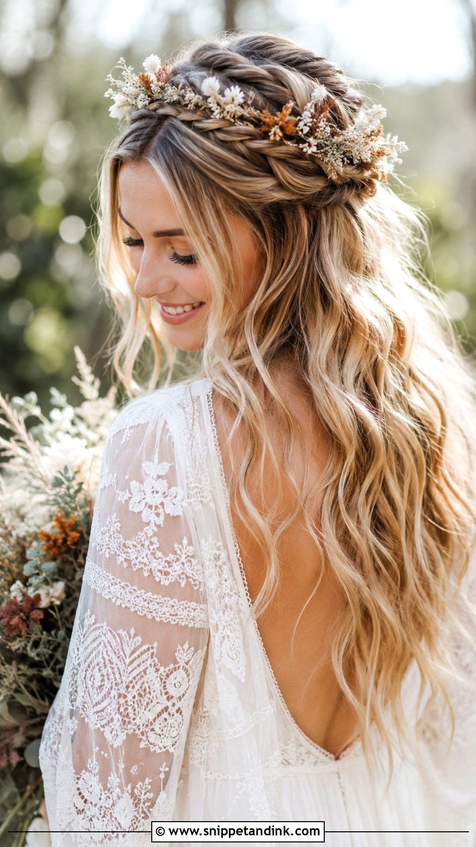 Boho Braided Half Up - Snippet and Ink - 20 Bride Braid Ideas