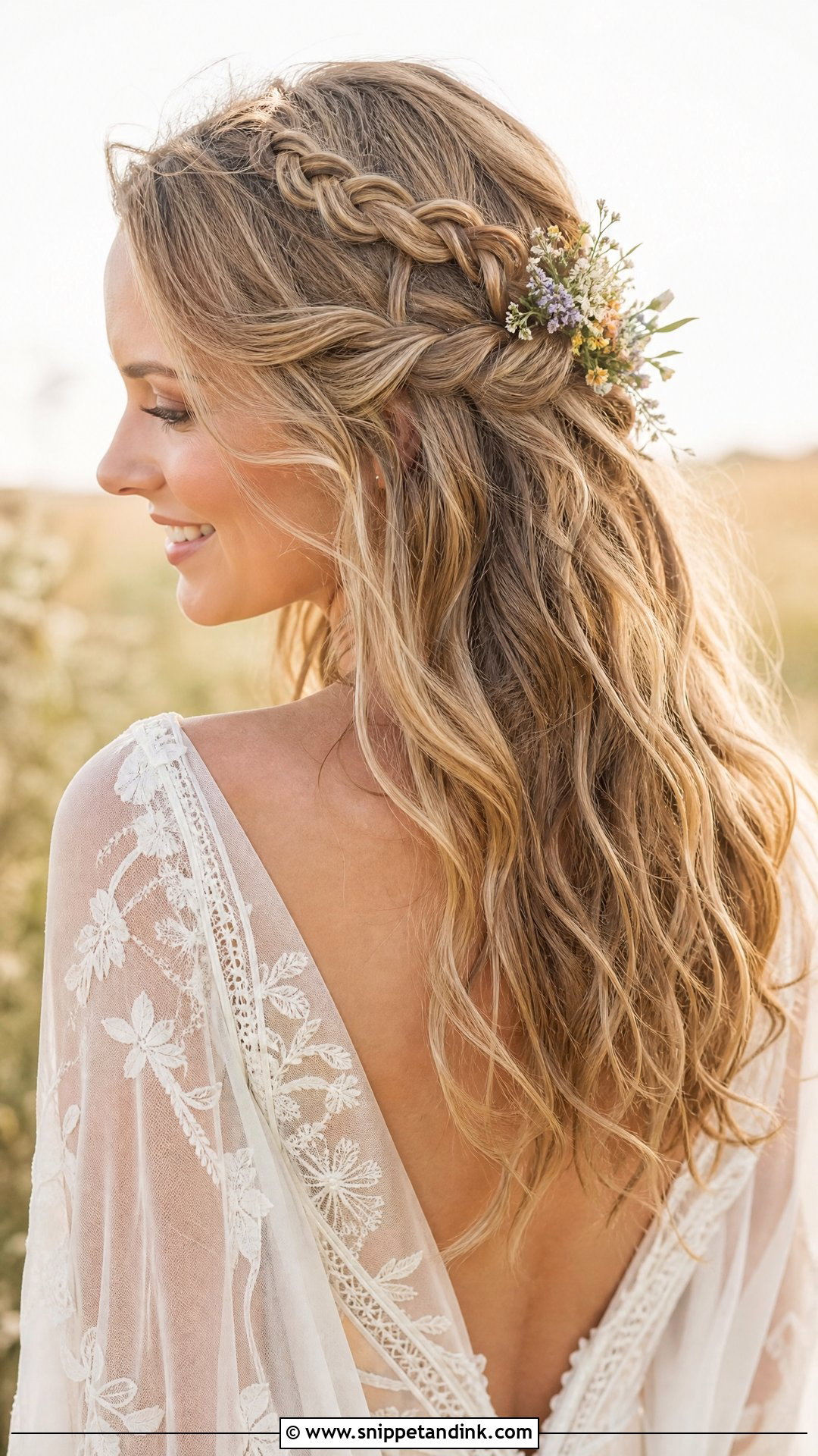 Boho Braided Half Up - Snippet and Ink - 20 Country Wedding Hairstyles