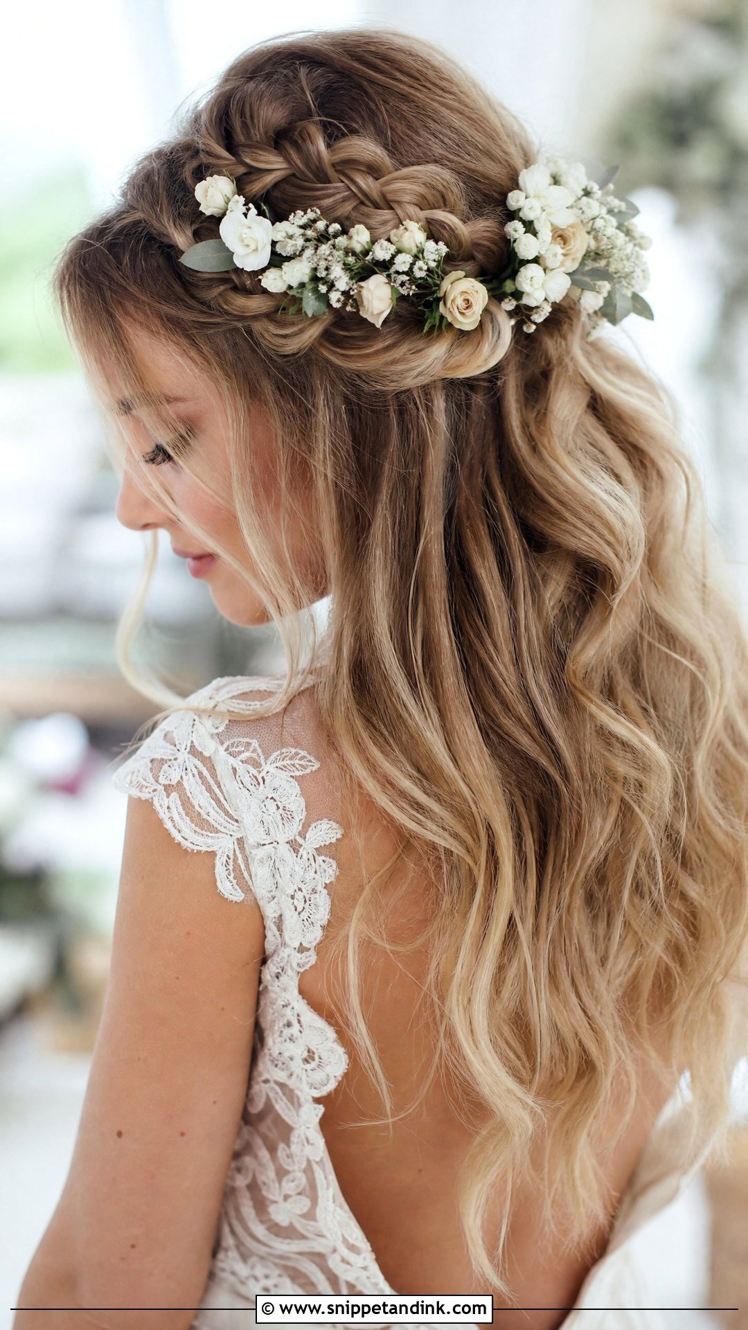 Boho Braided Half Up Bridal Hairstyle - Snippet and Ink - 20 Shoulder Length Bridal Hairstyles