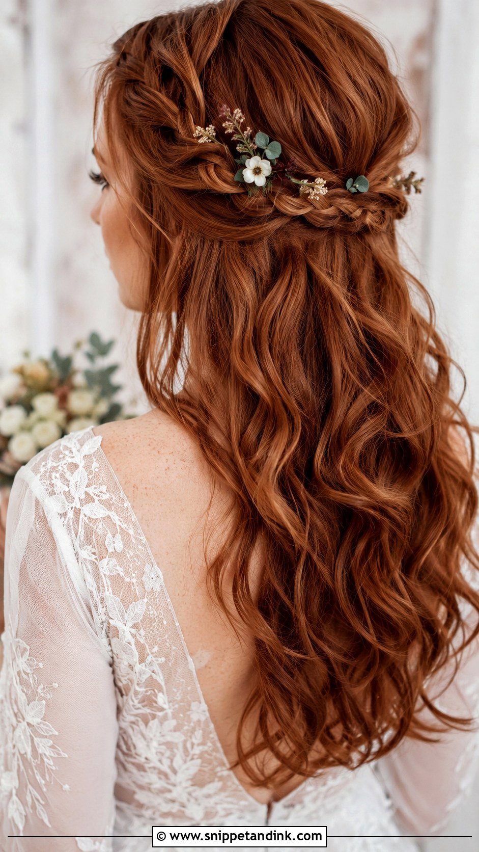 Boho Braided Half Up Crown - Snippet and Ink - 20 Red Hair Wedding Ideas