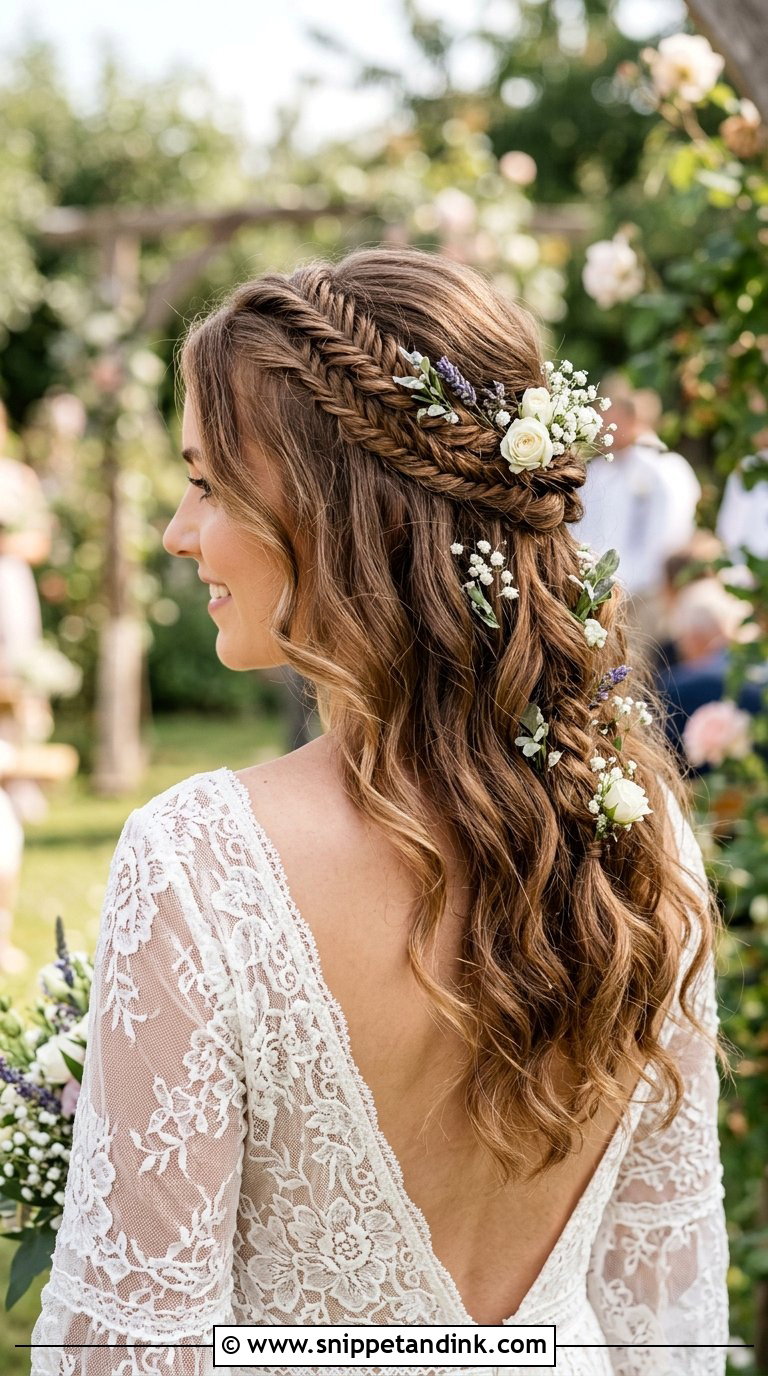 Boho Braided Half Up Hairstyle - Snippet and Ink - 20 Bride Hair Ideas