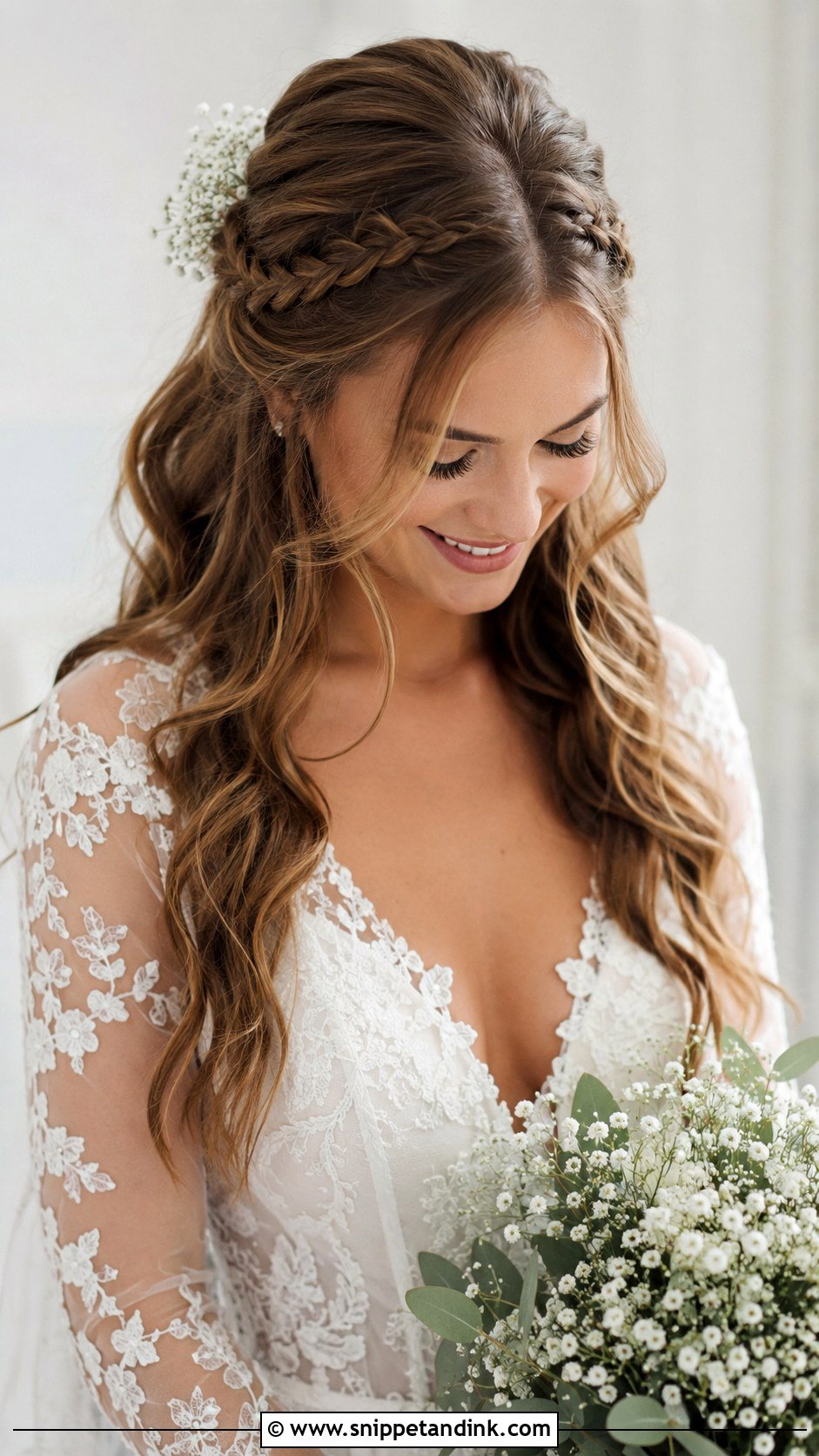 Boho Braided Half Up Half Down - Snippet and Ink - 25 Bridal Hairstyles with Braids