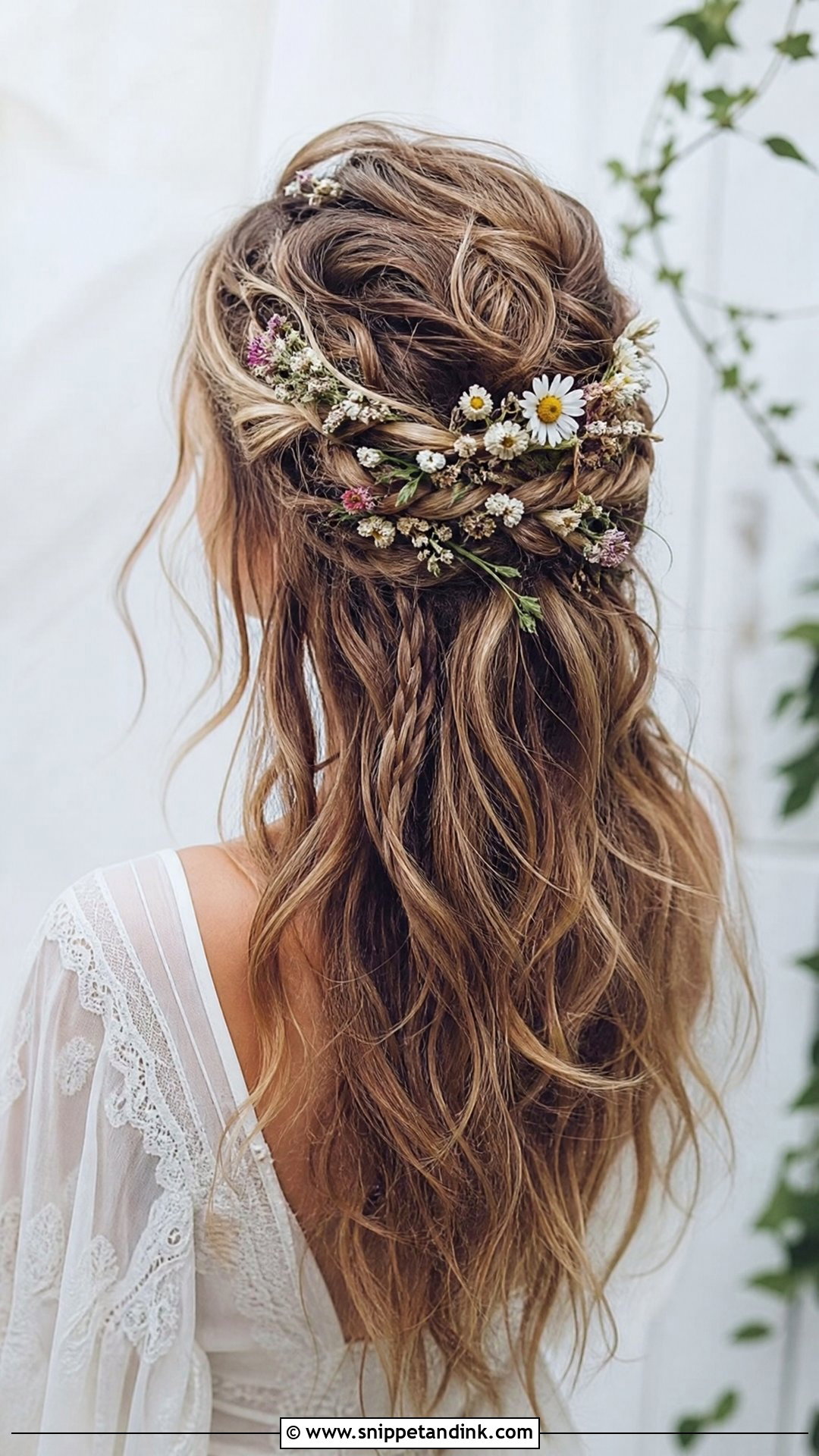 Boho Braided Half Up Look - Snippet and Ink - 20 Wedding Hair for Medium Hair Ideas