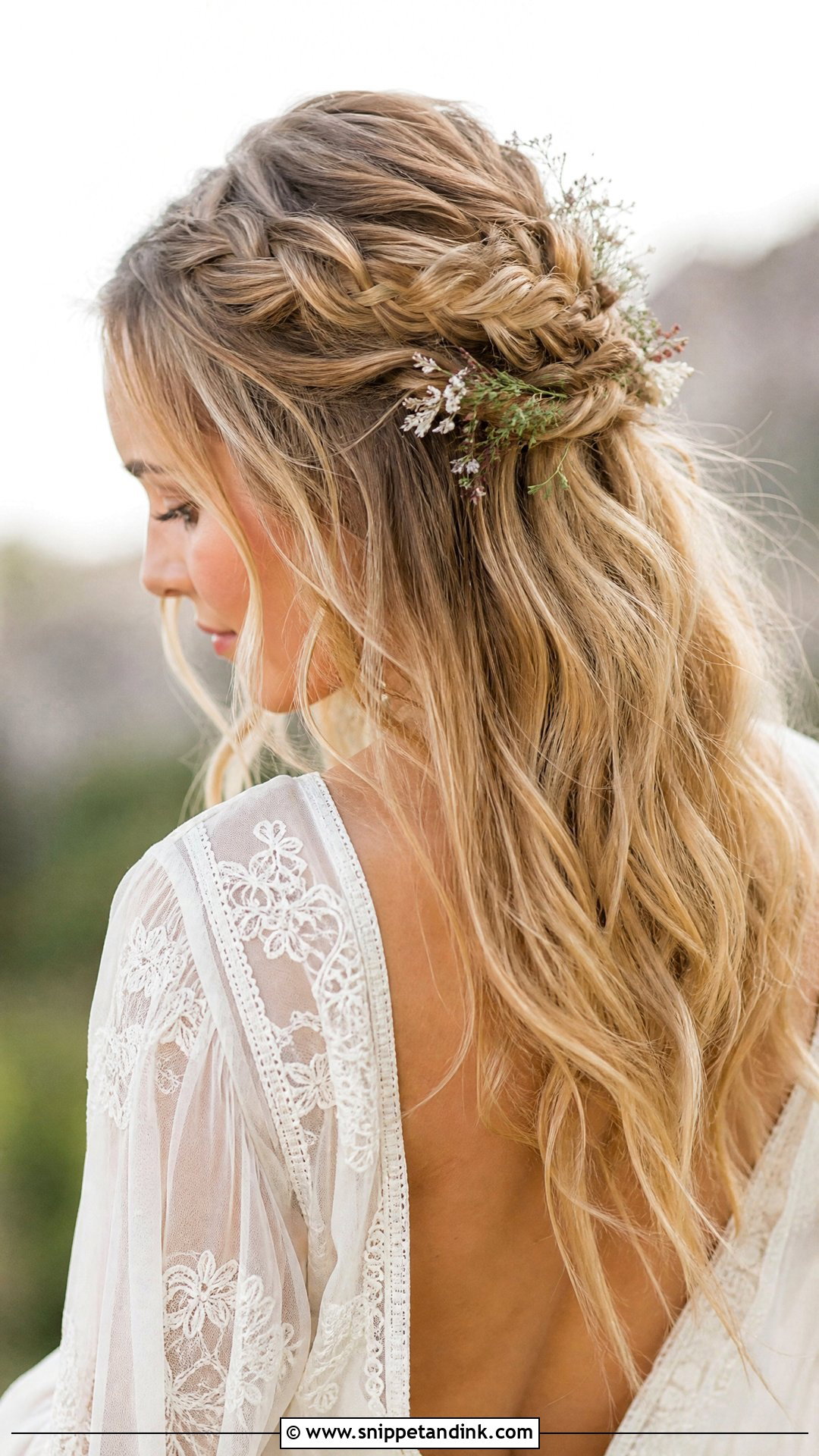 Boho Braided Half Up Style - Snippet and Ink - 20 White Wedding Hairstyles