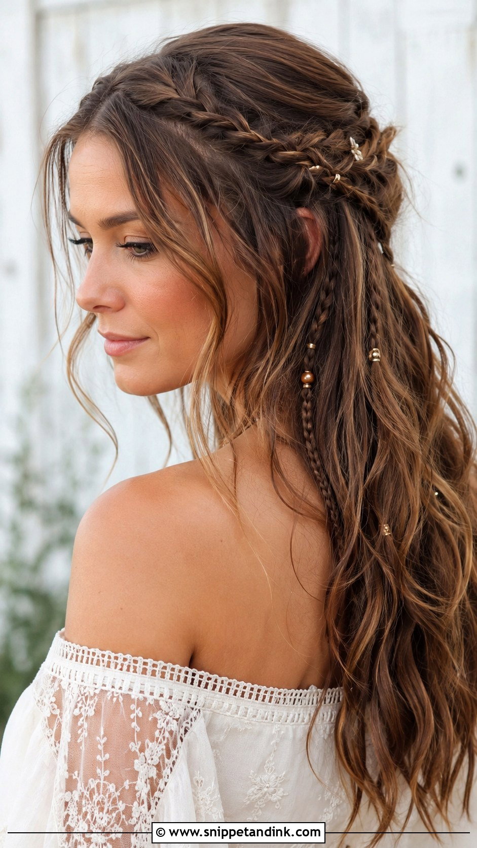Boho Braided Half Up Style - Snippet and Ink - 25 Easy Bridal Hairstyles