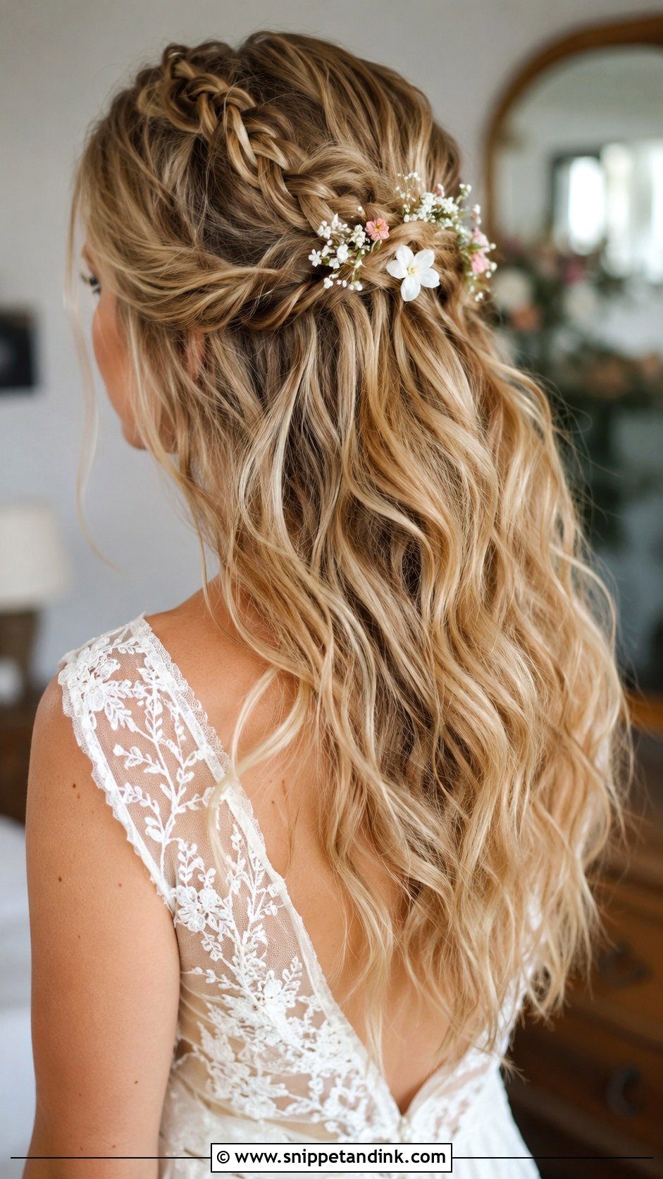 Boho Braided Half Up Wedding Hair - Snippet and Ink - 20 Simple Wedding Hair Down Ideas