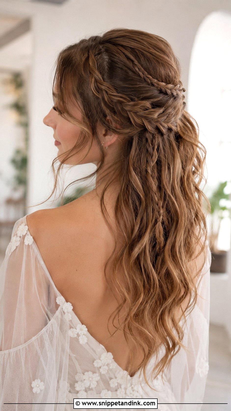 Boho Braided Half Up Wedding Hair - Snippet and Ink - 20 Hairstyles for the Wedding