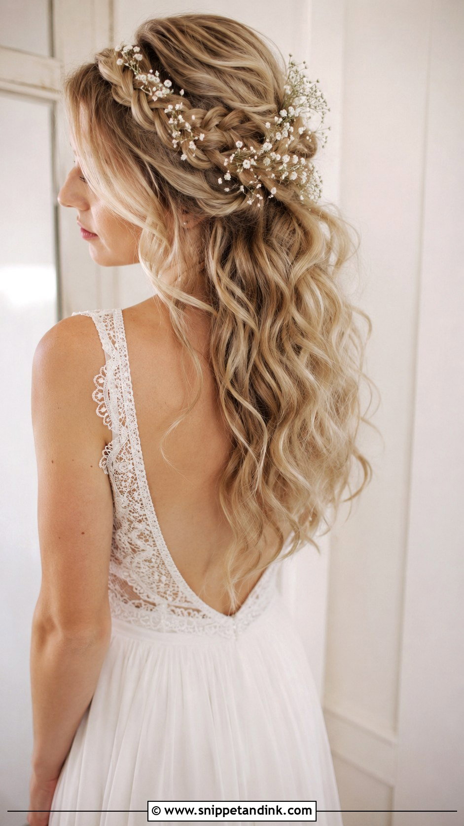 Boho Braided Half Up With Curls - Snippet and Ink - 20 Bridal Braids Hairstyles