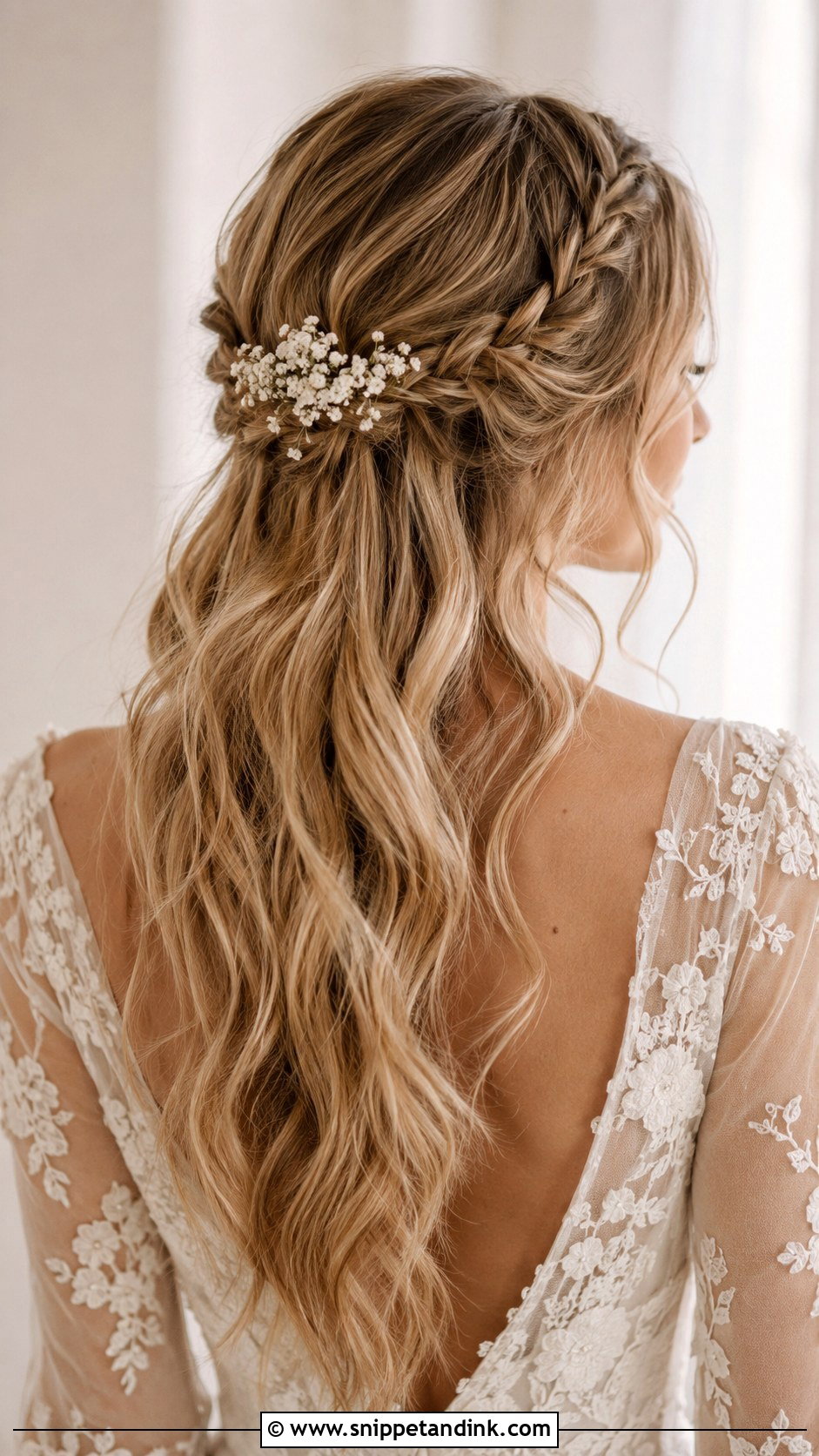 Boho Braided Half Up With Flowers - Snippet and Ink - 20 Half-Up Wedding Hair Braid Ideas