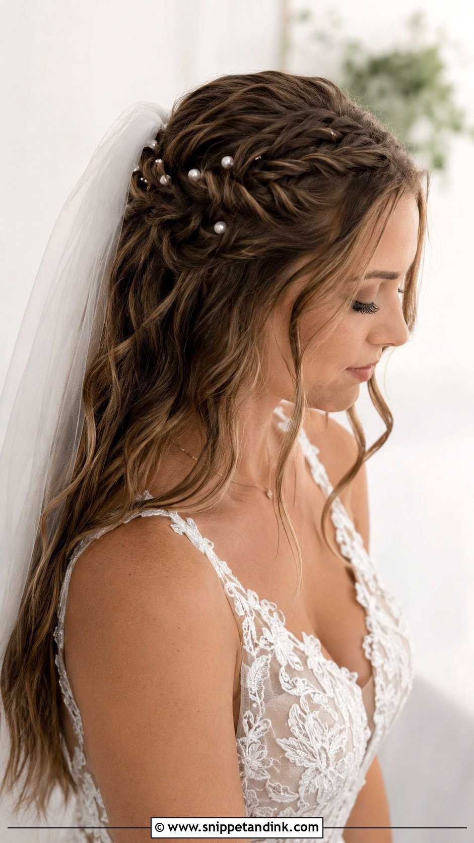 Boho Braided Half Up With Veil - Snippet and Ink - 20 Brides Hairstyles with Veil