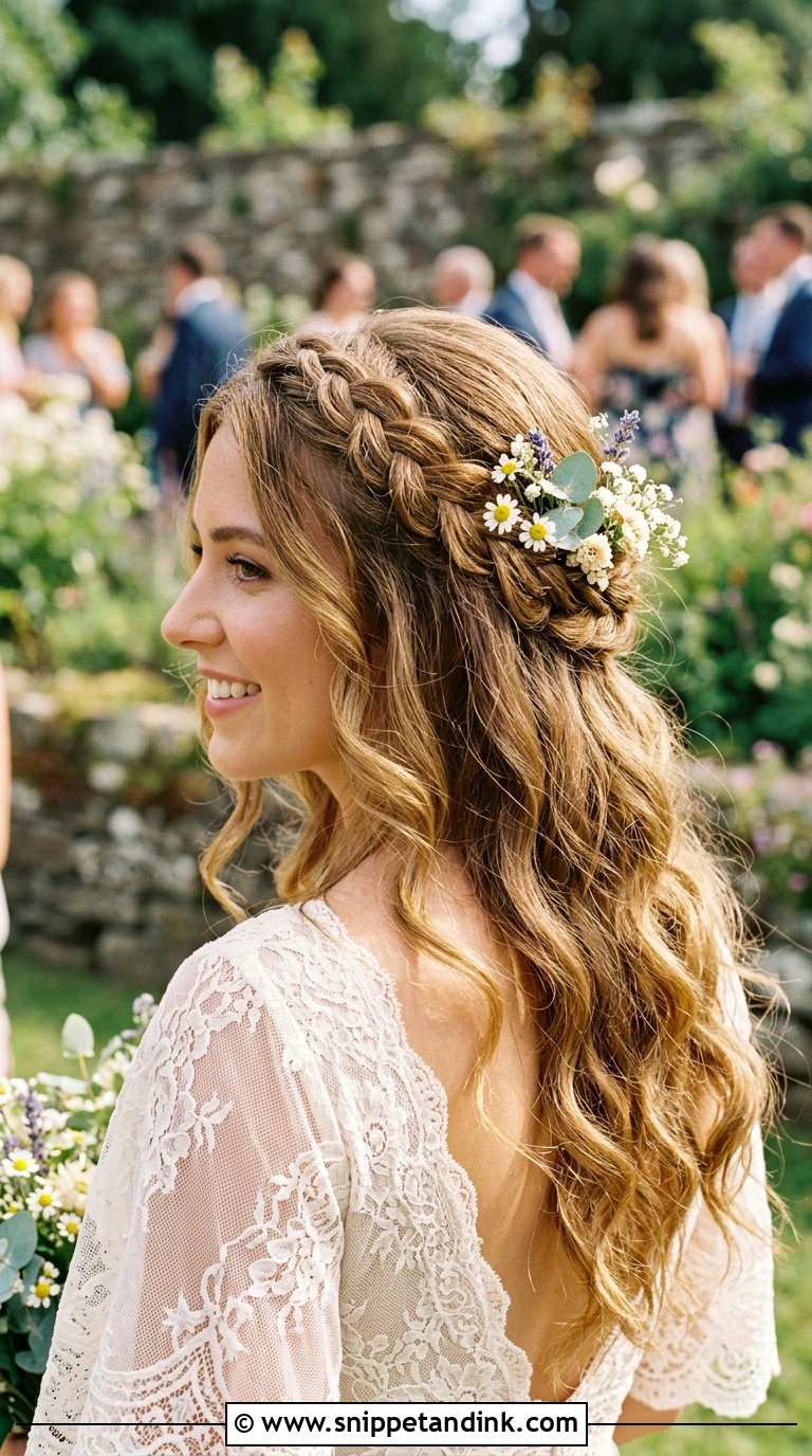 Boho Braided Half Up for Brides - Snippet and Ink - 20 Bridal Half-Up Ideas