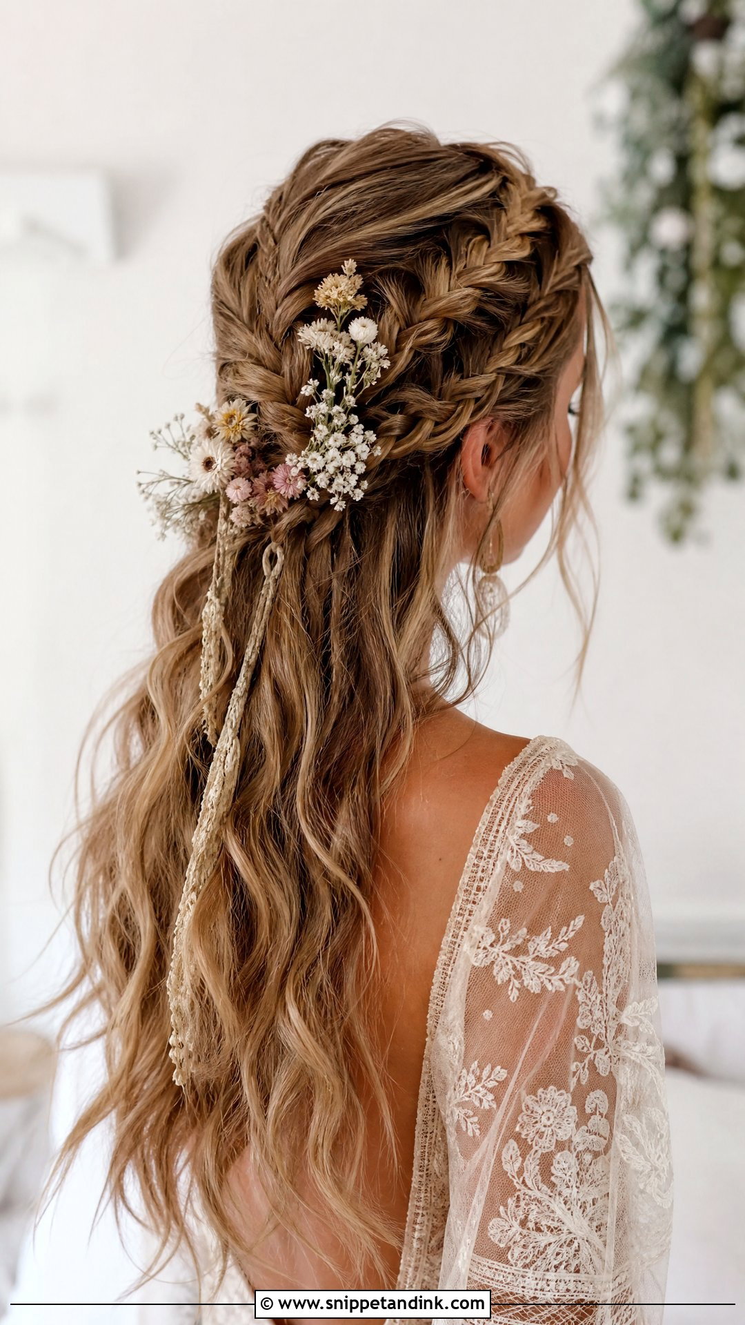 Boho Braided Half Up for Long Hair - Snippet and Ink - 20 Wedding Hair Ideas for Long Hair