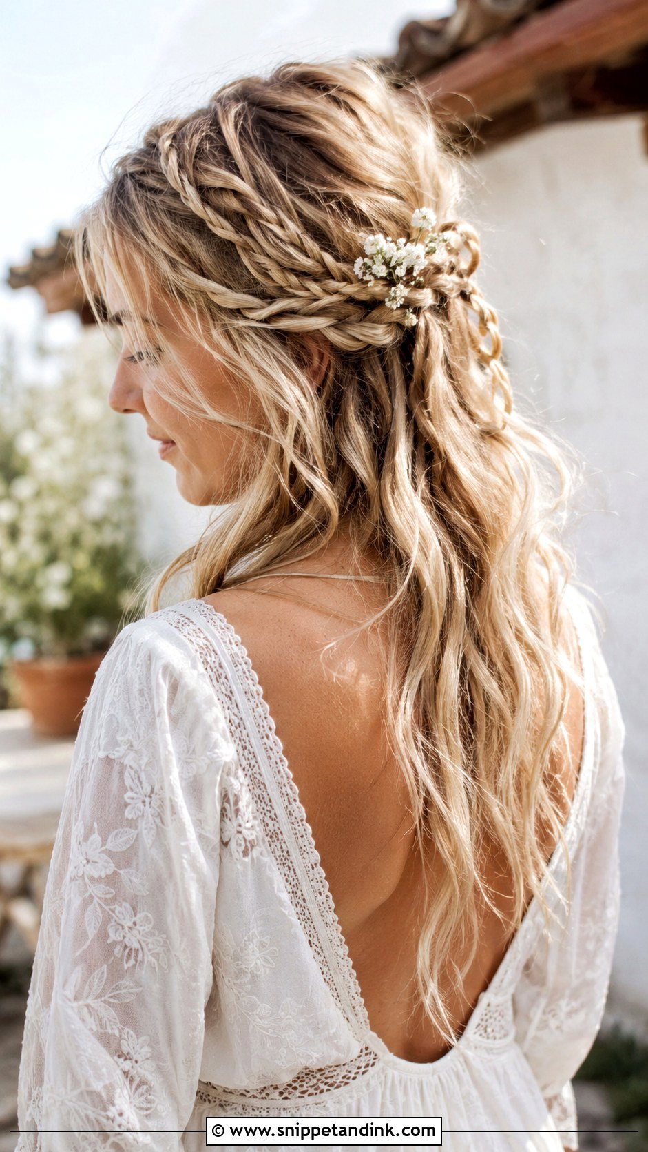 Boho Braided Half Up for Wedding - Snippet and Ink - 25 Hairstyles for Wedding Function