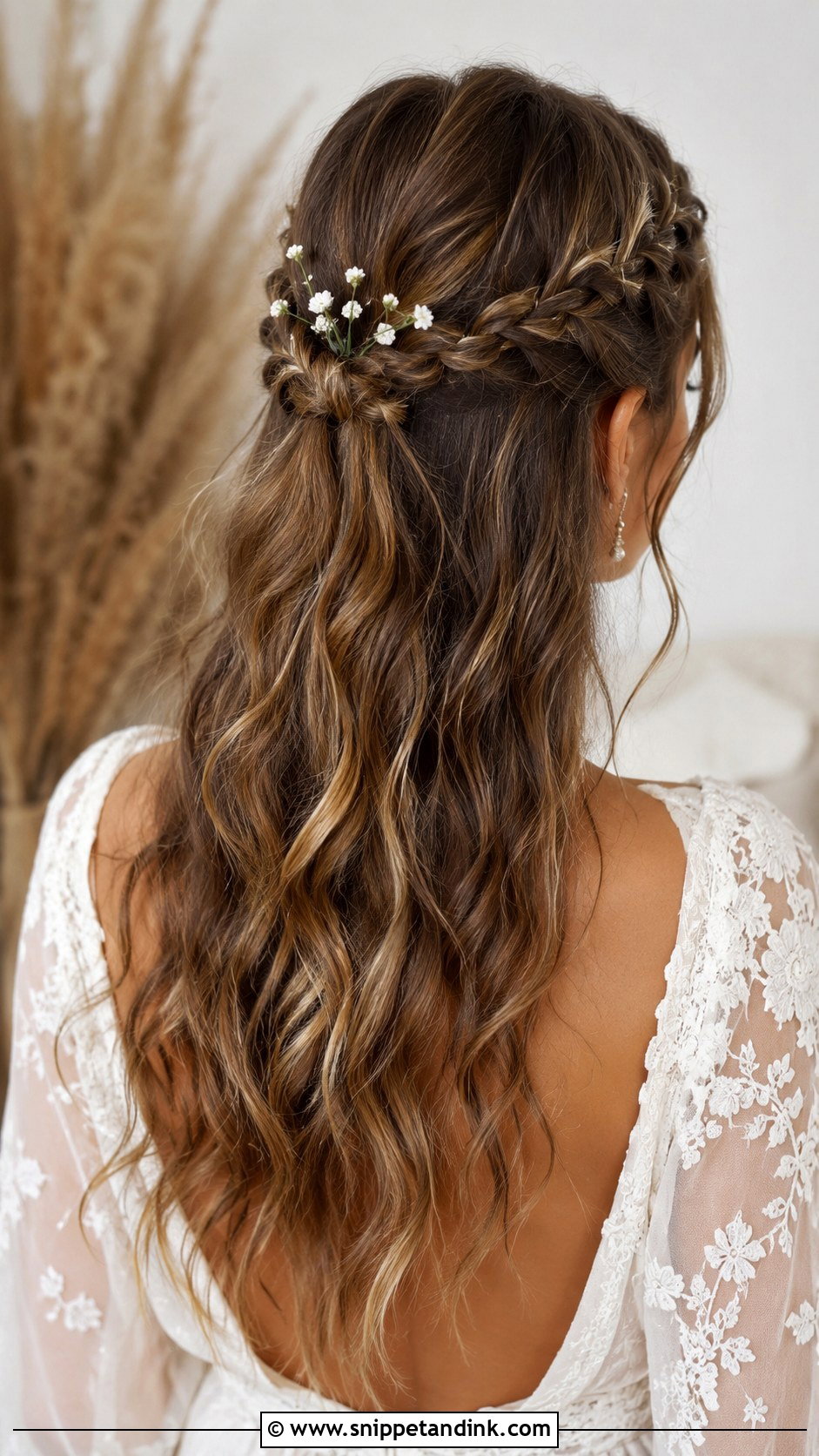Boho Braided Half Up - Snippet and Ink - 20 Beach Wedding Hairstyles for Long Hair