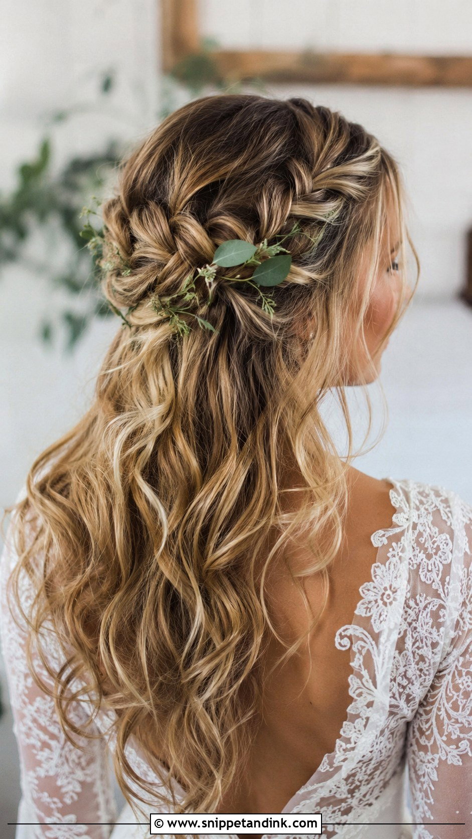 Boho Braided Half Updo - Snippet and Ink - 25 Medium Length Bridal Hairstyles