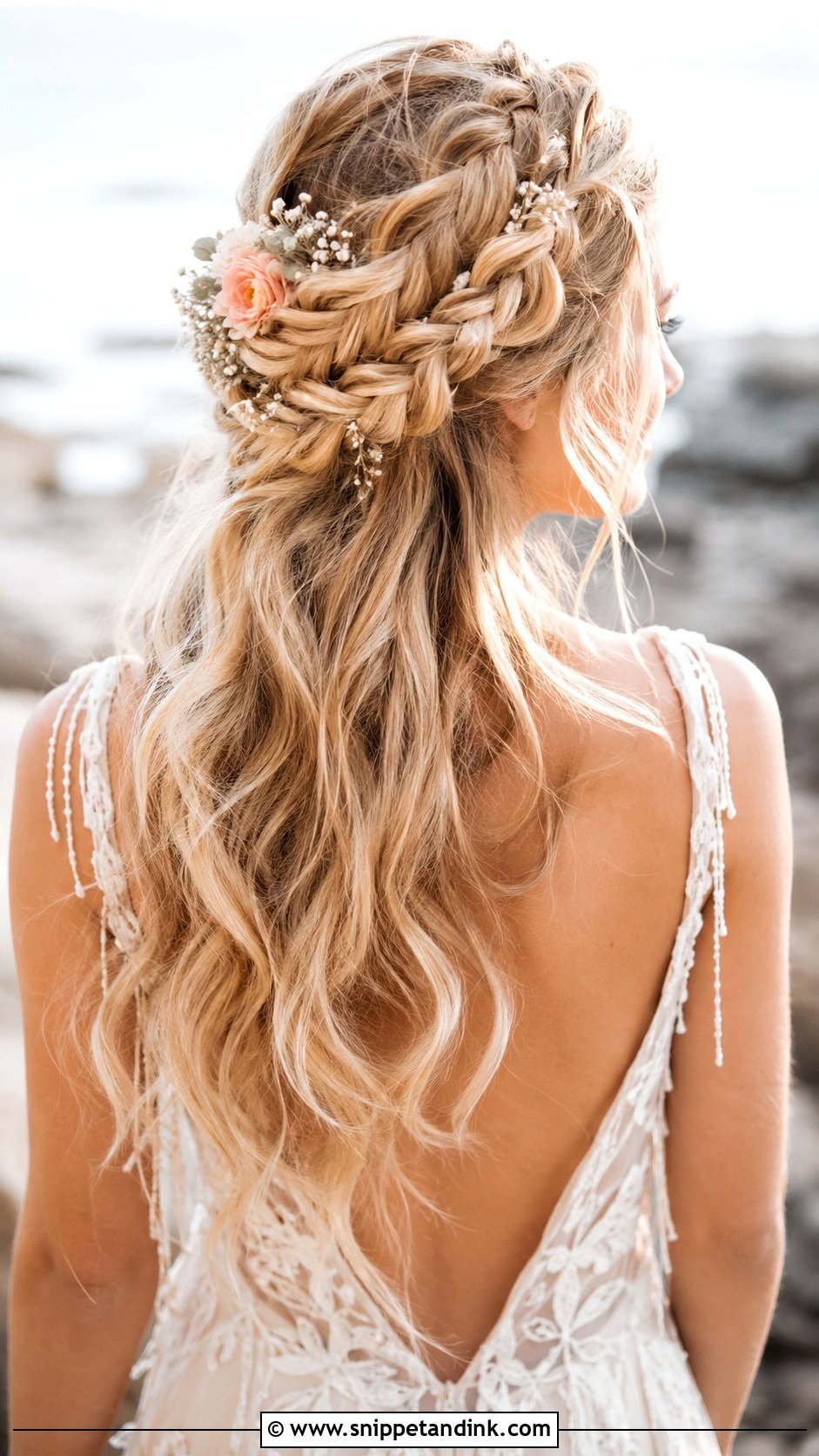 Boho Braided Half Updo - Snippet and Ink - 25 Wedding Updos for Medium Length Hair