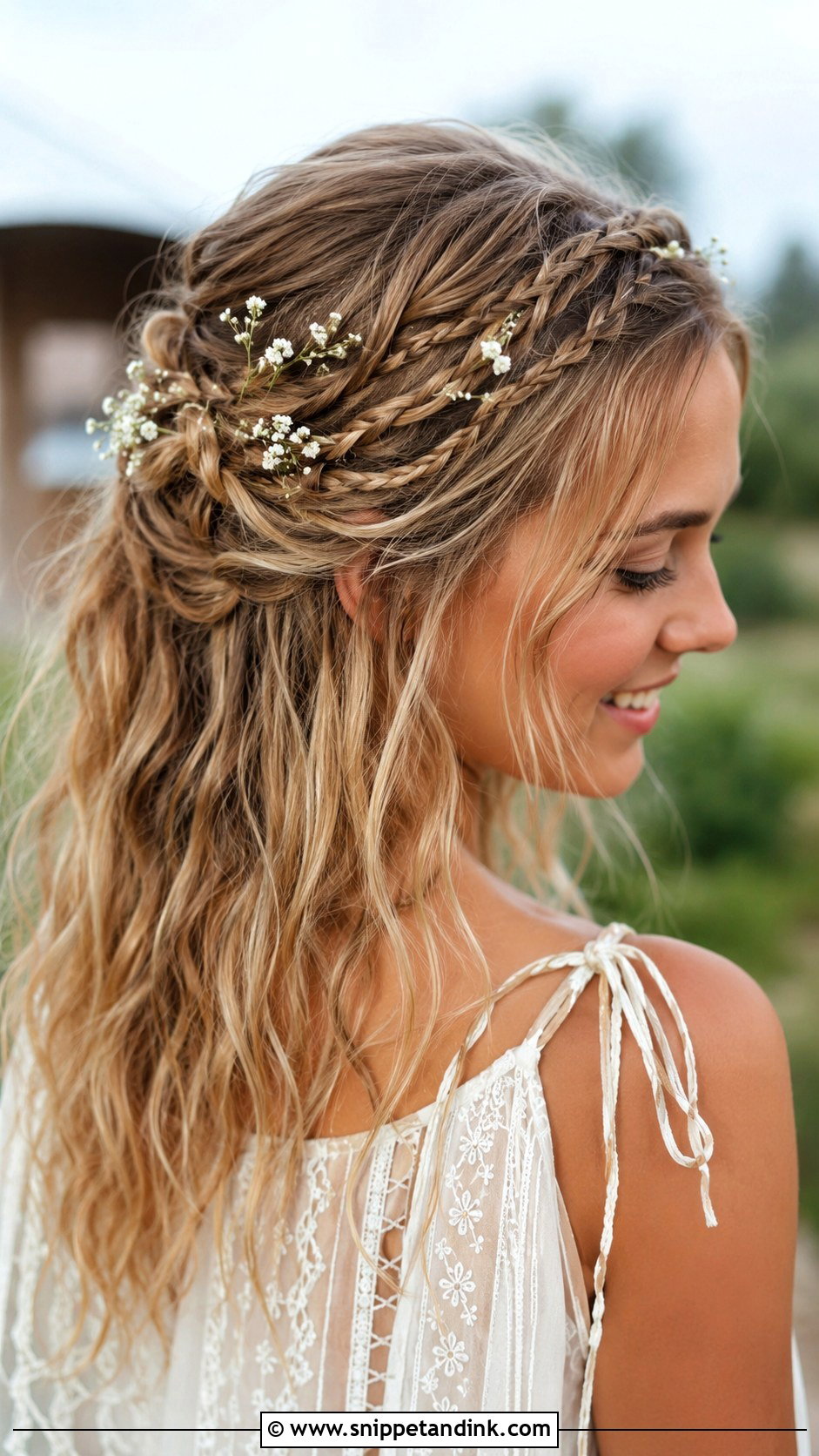 Boho Braided Half Updo - Snippet and Ink - 30 Hair Looks for Wedding Guest