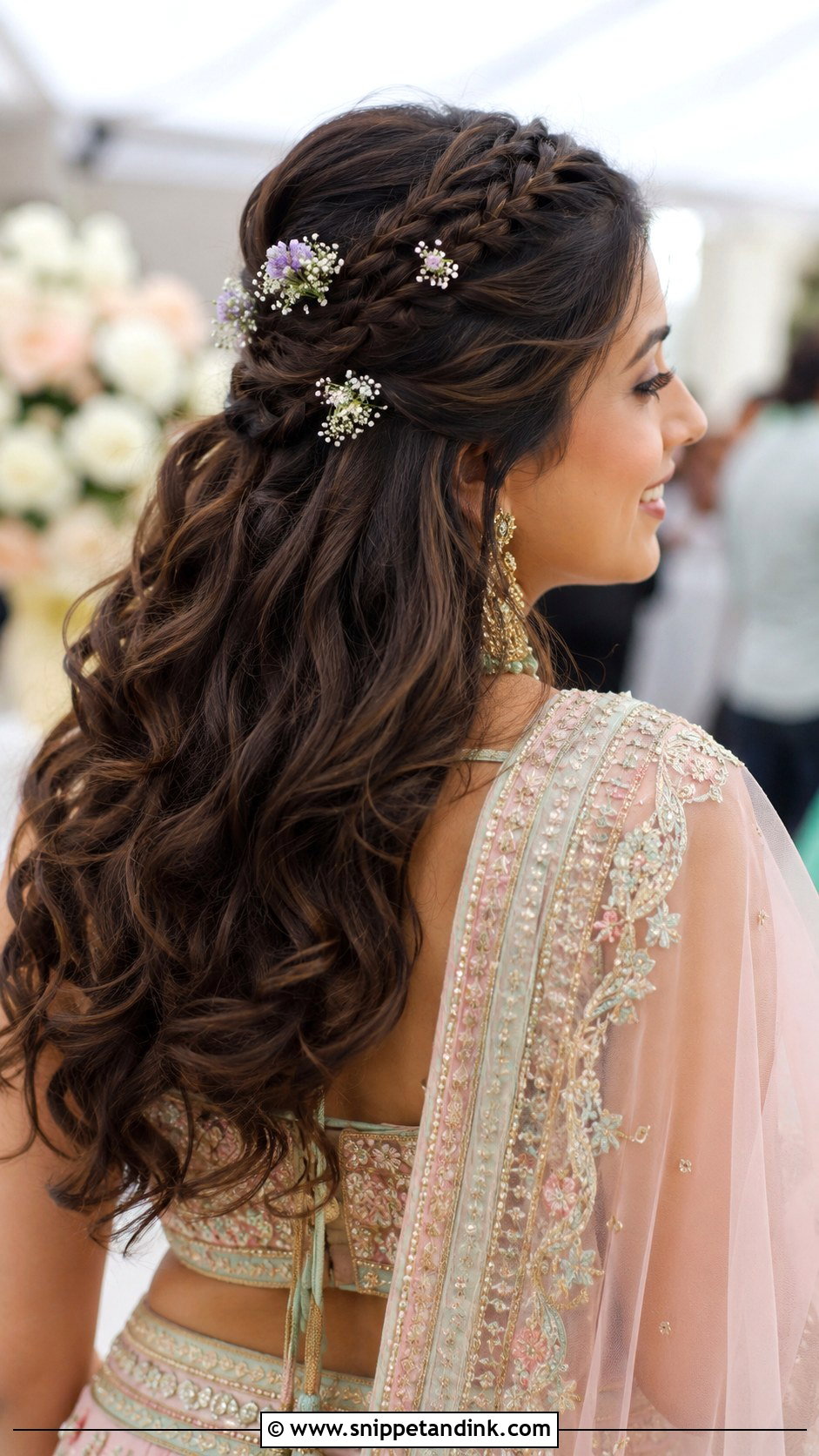Boho Braided Half Updo - Snippet and Ink - 30 Sangeet Hairstyles for Bride