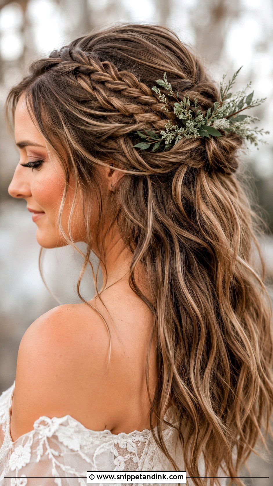 Boho Braided Half Updo - Snippet and Ink - 20 Winter Wedding Hairstyles