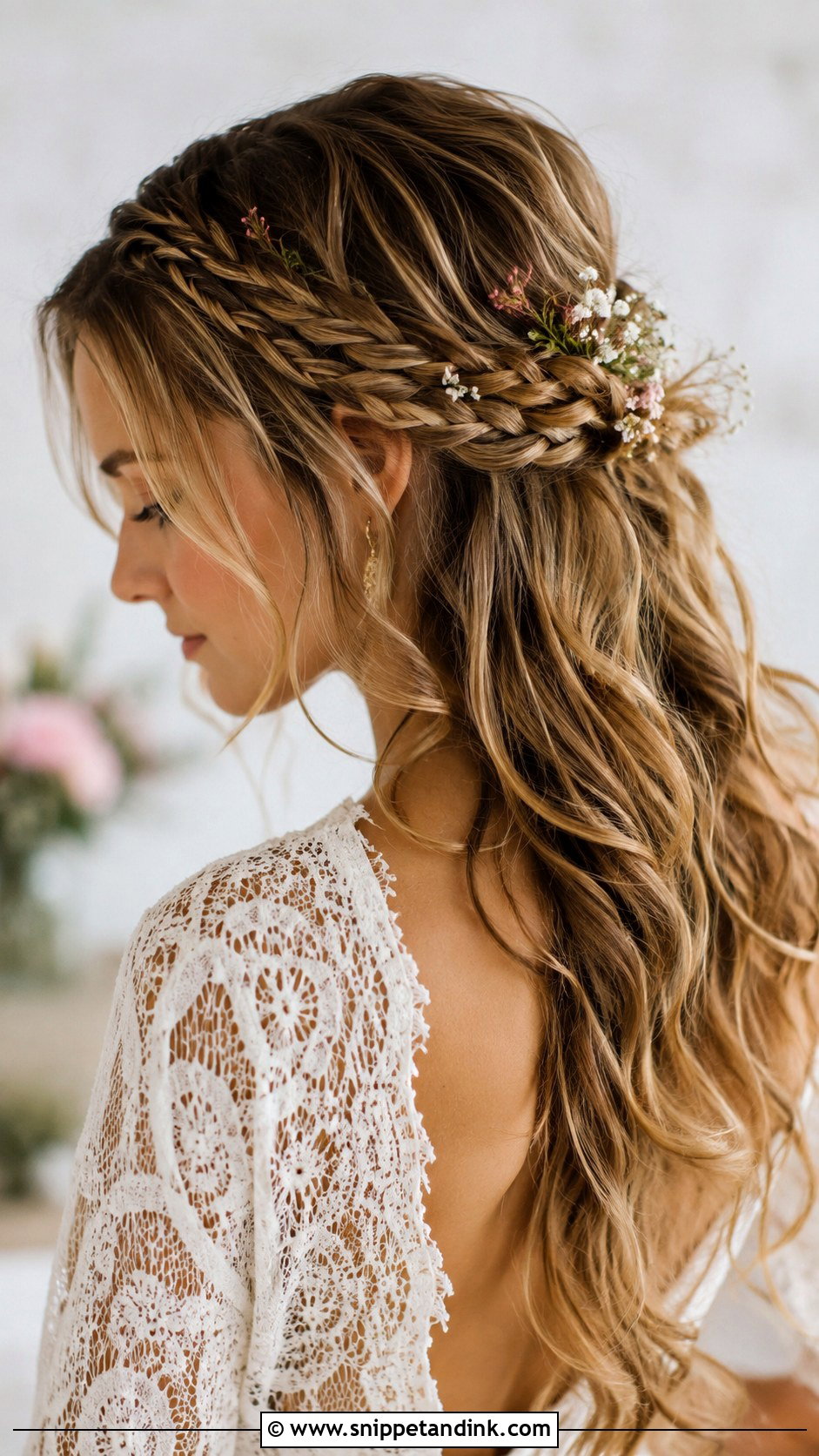 Boho Braided Half Updo - Snippet and Ink - 25 Cute Hairstyles for Wedding Guest