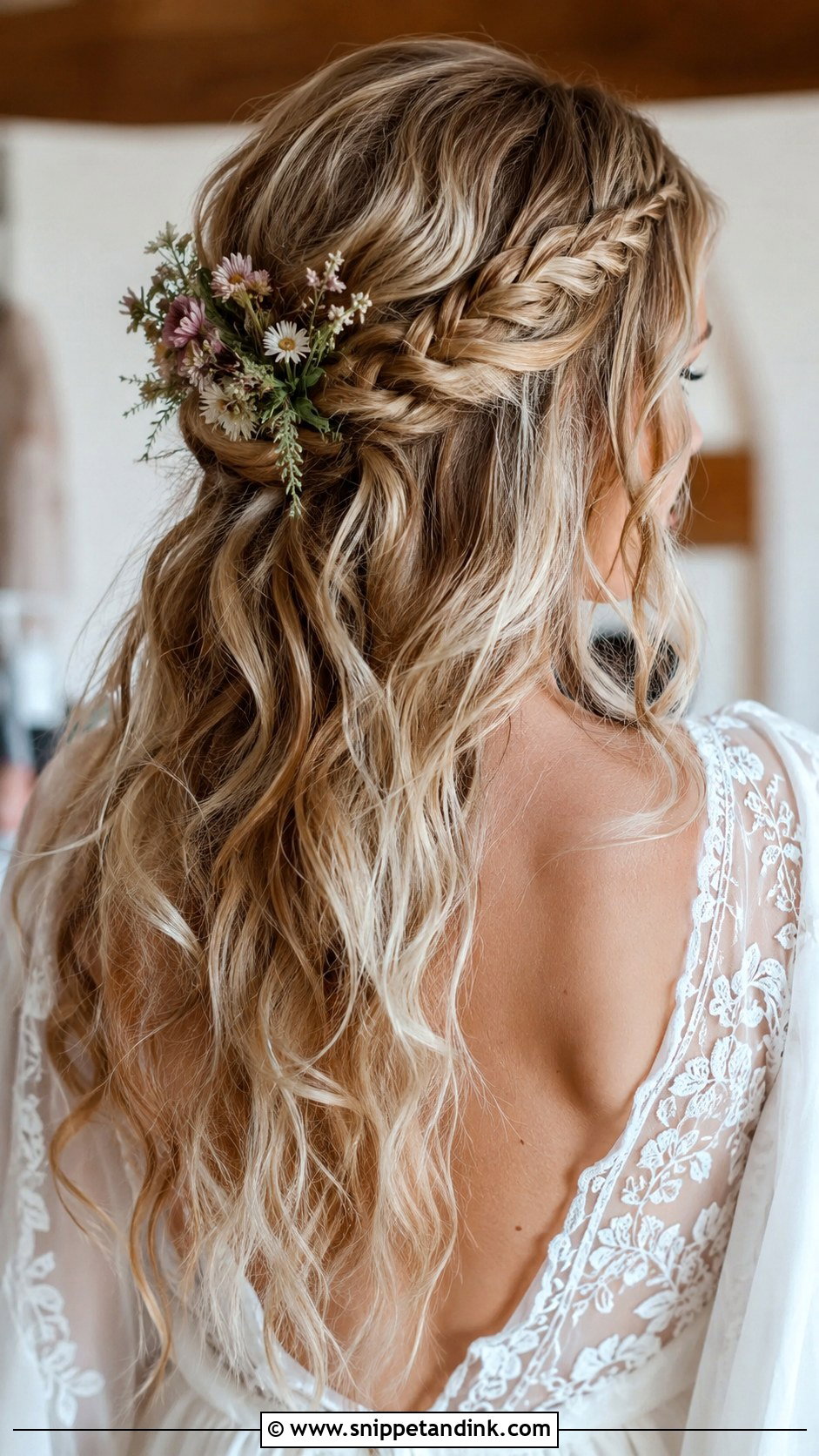 Boho Braided Half Updo - Snippet and Ink - 25 Long Hair Wedding Hairstyles