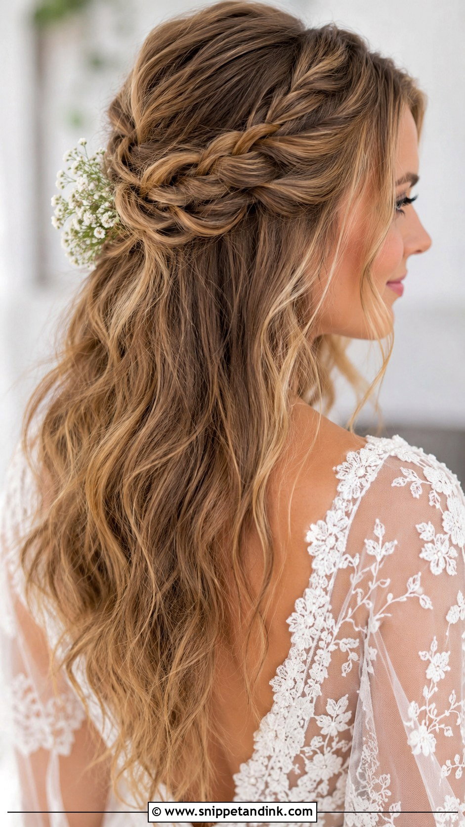 Boho Braided Half Updo for Medium Hair - Snippet and Ink - 25 Mid Length Bridal Hair Ideas