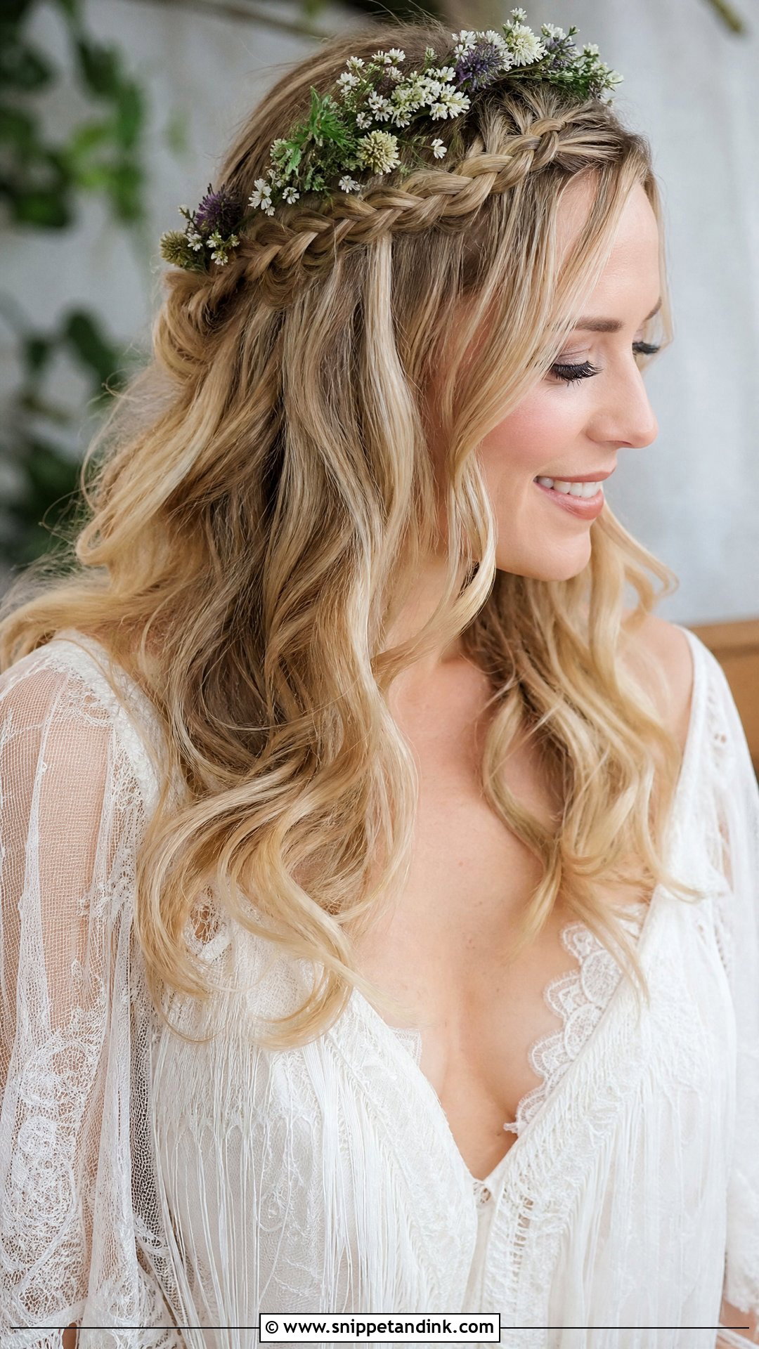 Boho Braided Halo - Snippet and Ink - 20 Princess Wedding Hair Ideas