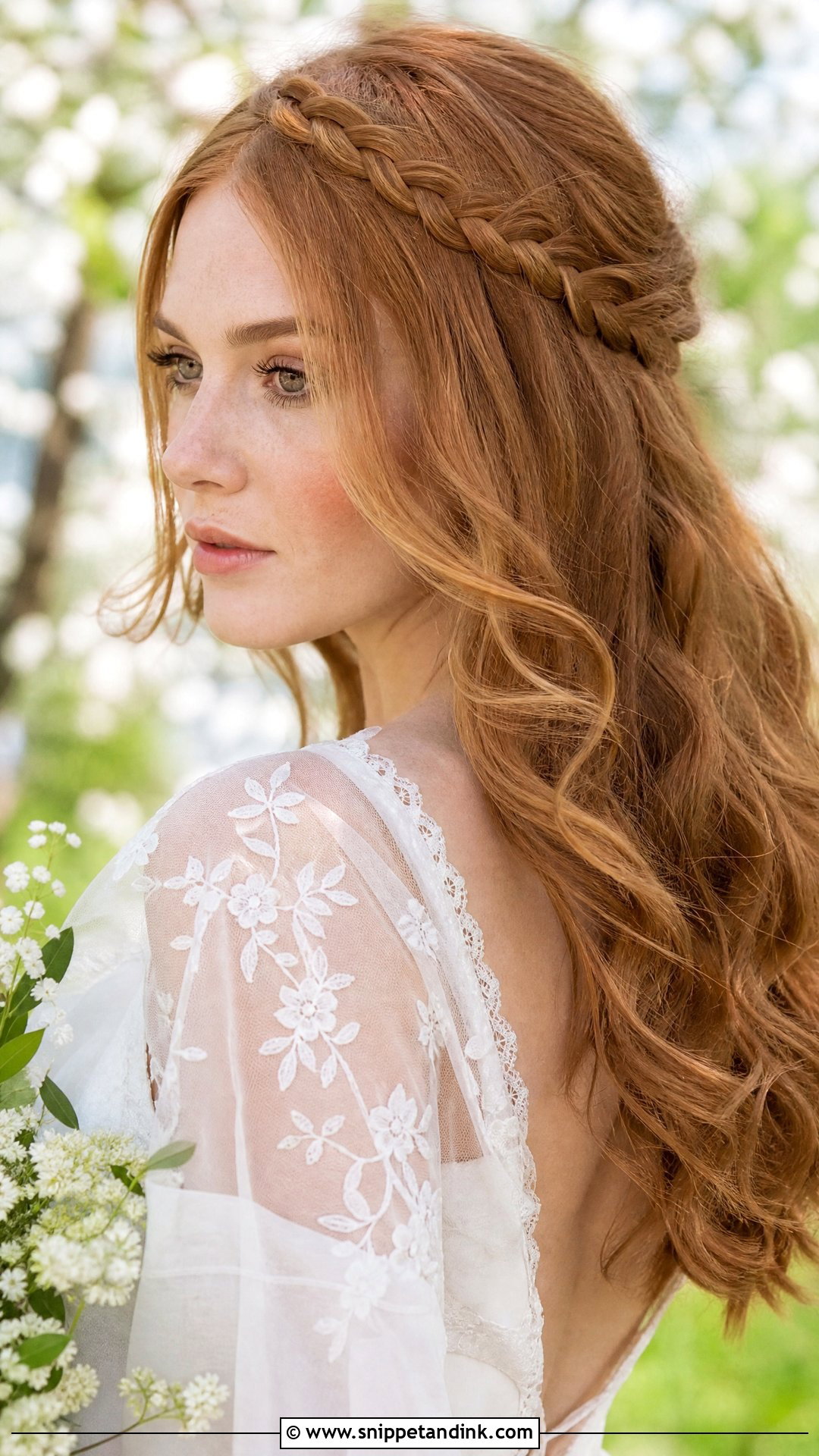 Boho Braided Headband With Long Hair - Snippet and Ink - 20 Bridal Hair Headband Ideas
