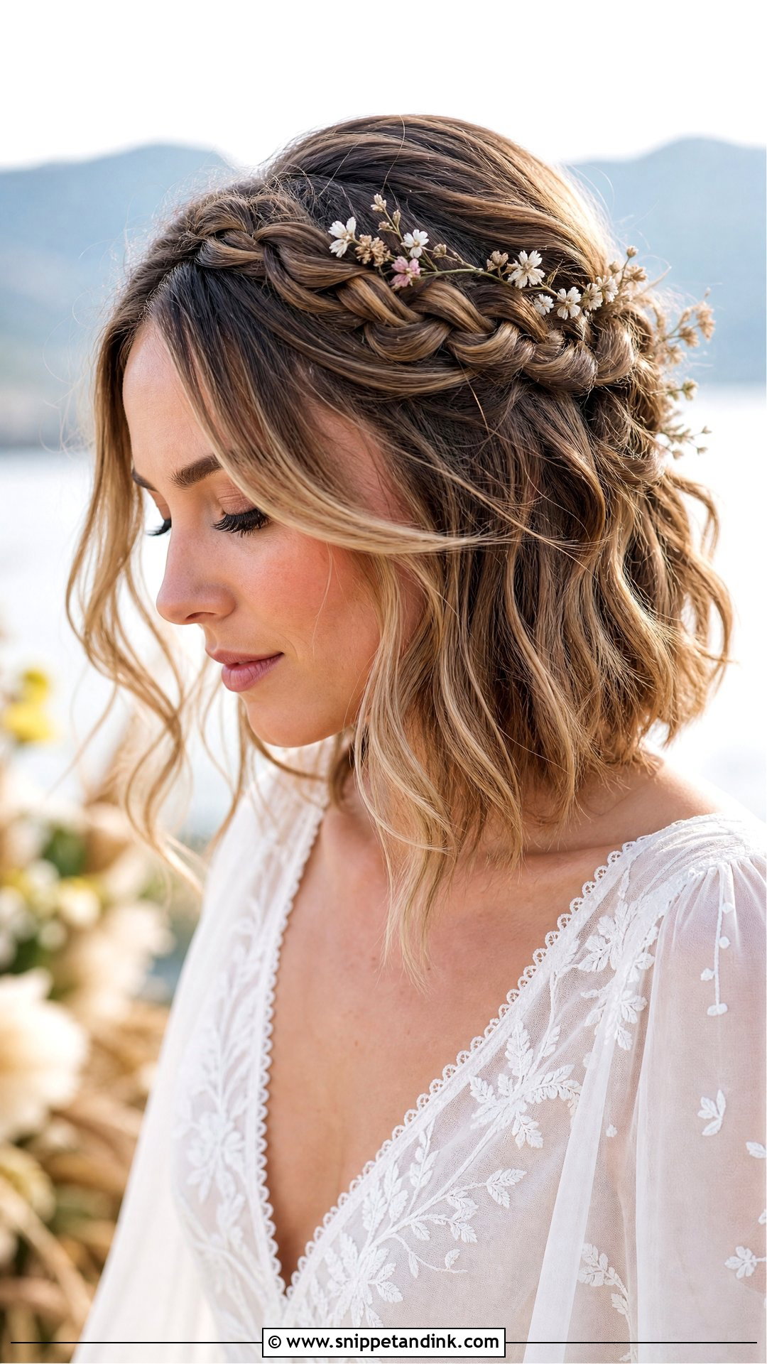 Boho Braided Long Bob Wedding Hair - Snippet and Ink - 20 Long Bob Wedding Hair Ideas