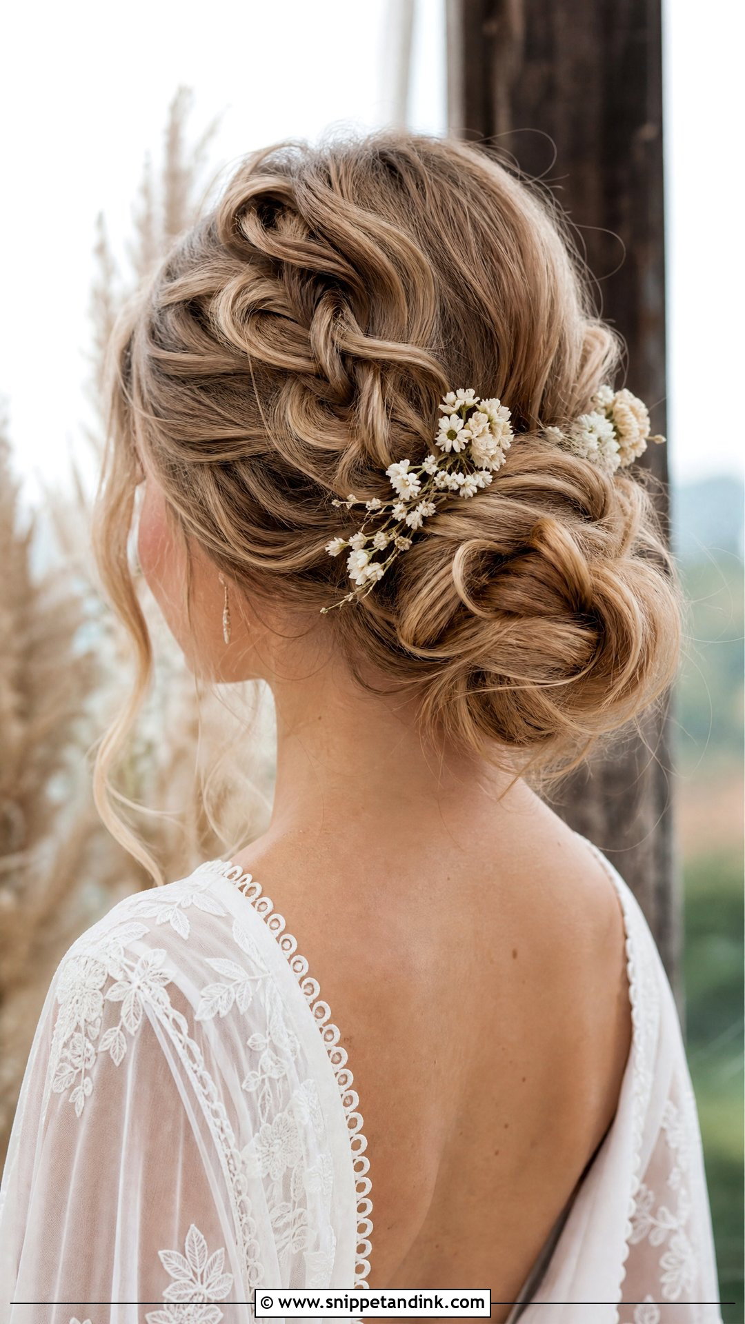 Boho Braided Low Bun - Snippet and Ink - 25 Bridal Hair Bun Ideas