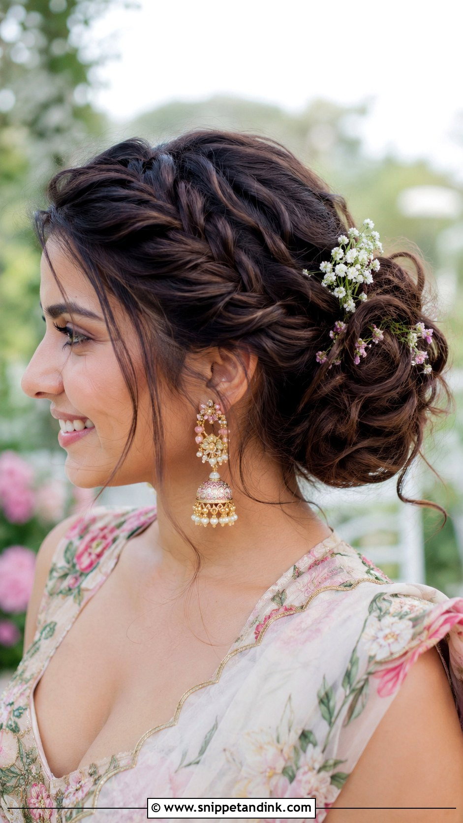 Boho Braided Messy Bun - Snippet and Ink - 20 Indian Bridal Bun Ideas