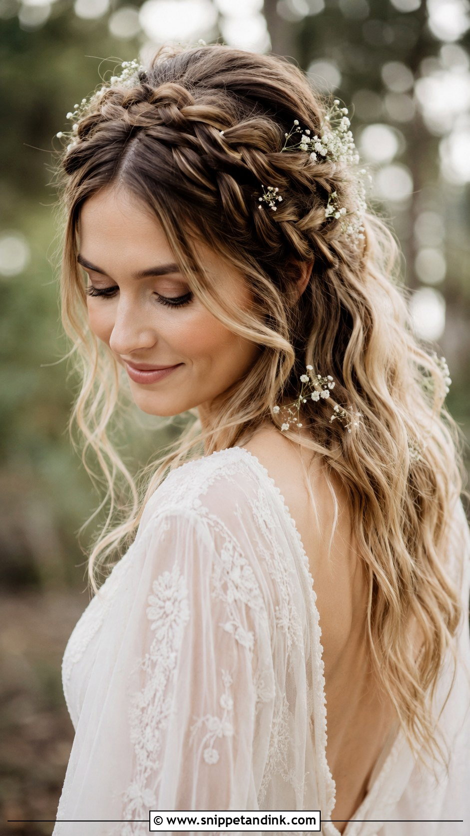 Boho Braided Open Hairstyle - Snippet and Ink - 25 Open Hair Bride Ideas