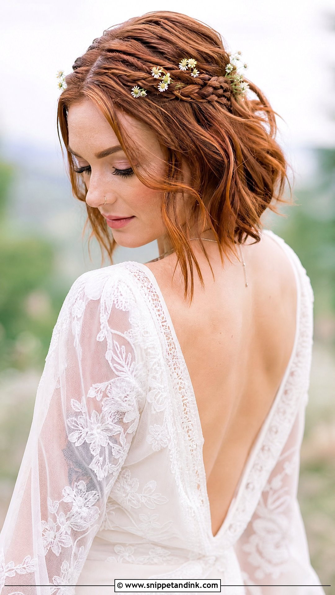 Boho Braided Short Hair - Snippet and Ink - 20 Short Haired Bride Ideas