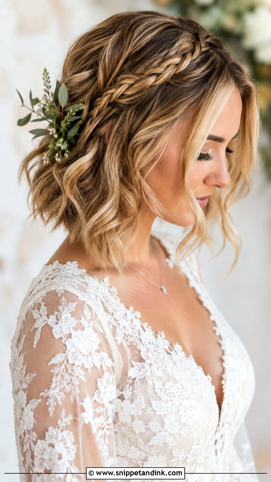 Boho Braided Short Wedding Hairstyle - Snippet and Ink - 20 Bridal Hair for Short Hair Ideas