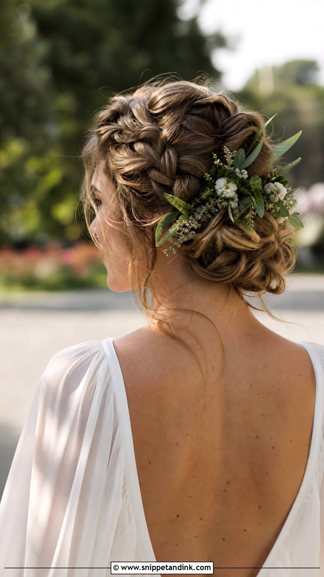 Boho Braided Updo - Snippet and Ink - 20 Medium Length Wedding Guest Hairstyles