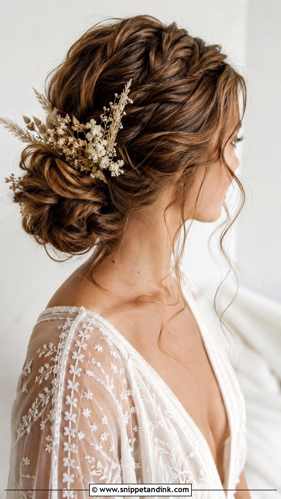 Boho Braided Updo - Snippet and Ink - 20 Bridal Hairstyles for Medium Length Hair