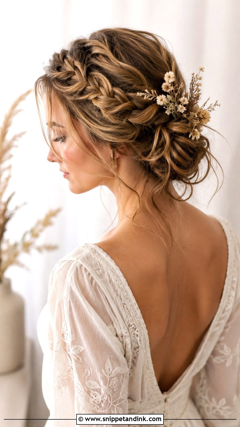 Boho Braided Updo For Shoulder Length Hair - Snippet and Ink - 25 Short Bridal Hair Shoulder Length Ideas