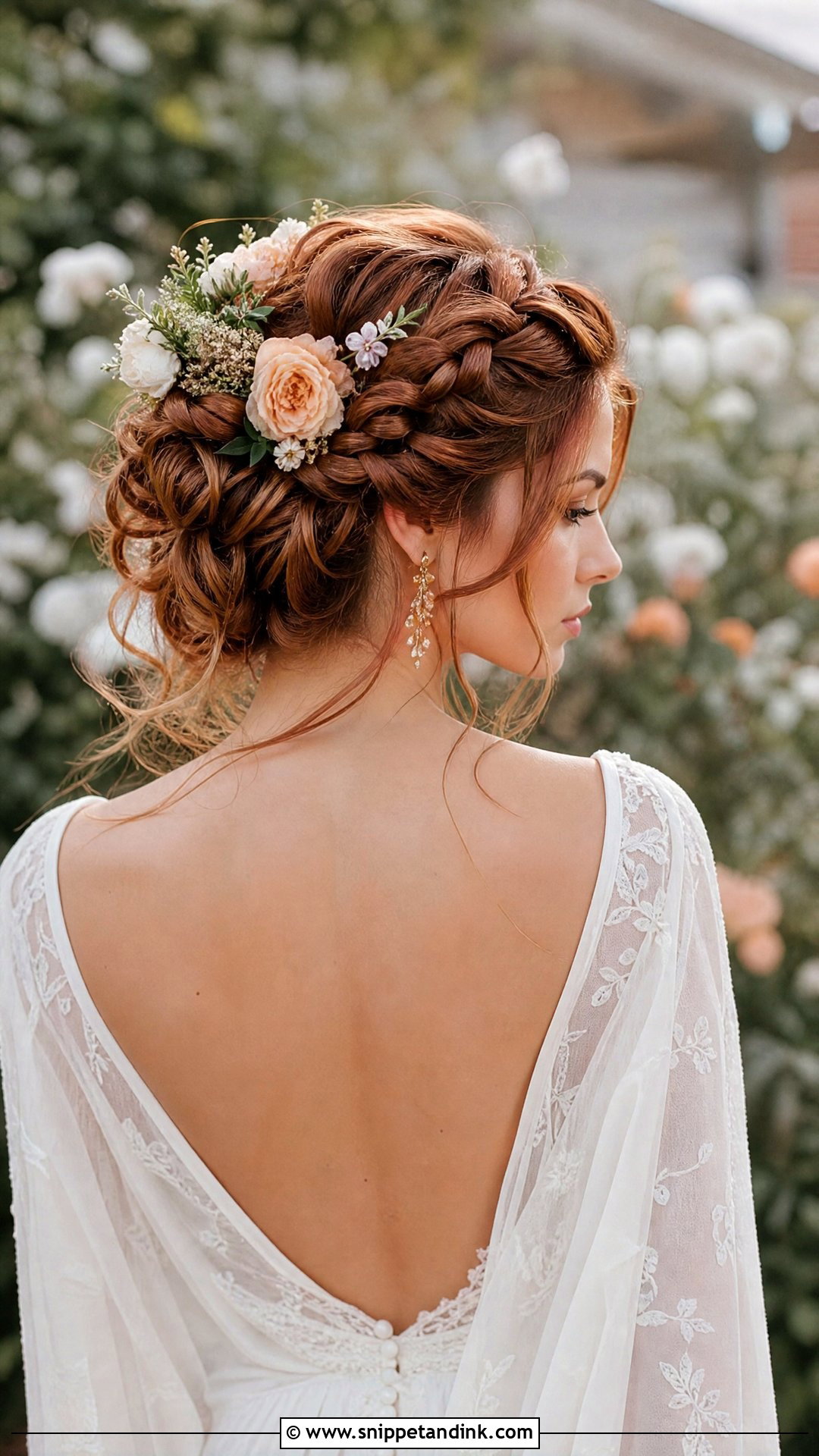 Boho Braided Updo With Florals - Snippet and Ink - 20 Hairstyle for Bridal Ideas