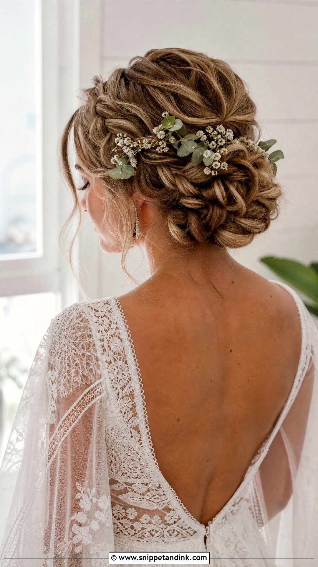 Boho Braided Updo With Flowers - Snippet and Ink - 20 Wedding Hair Inspo Ideas
