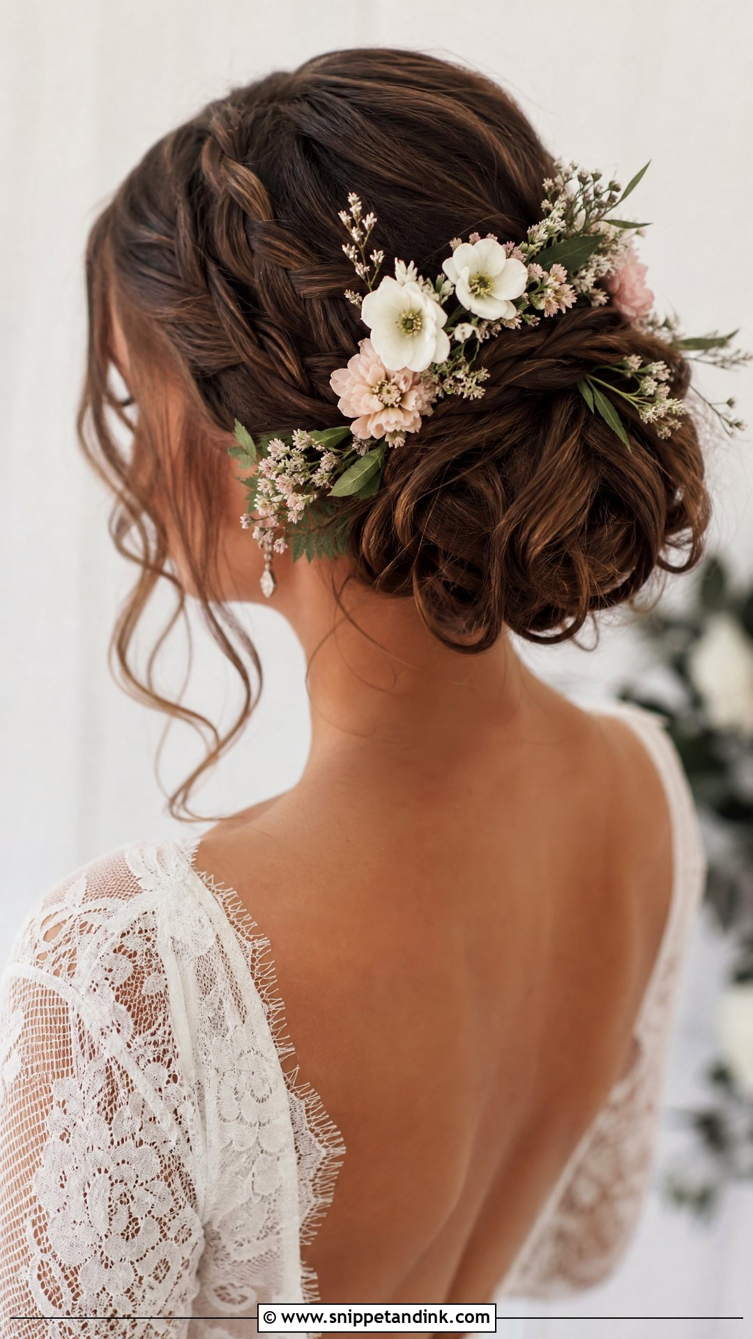 Boho Braided Updo With Flowers - Snippet and Ink - 25 2025 Bridal Hair Ideas