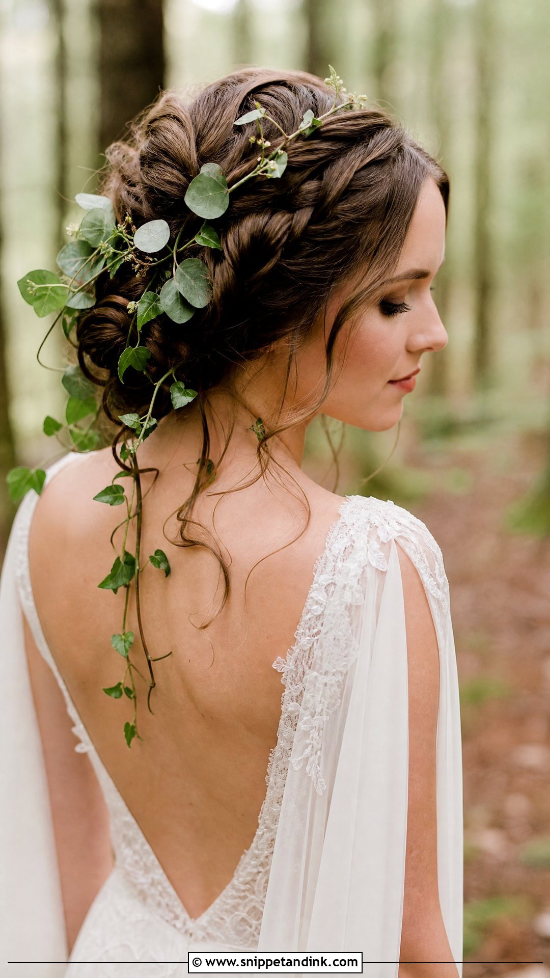 Boho Braided Updo With Greenery - Snippet and Ink - 20 Boho Braids Wedding