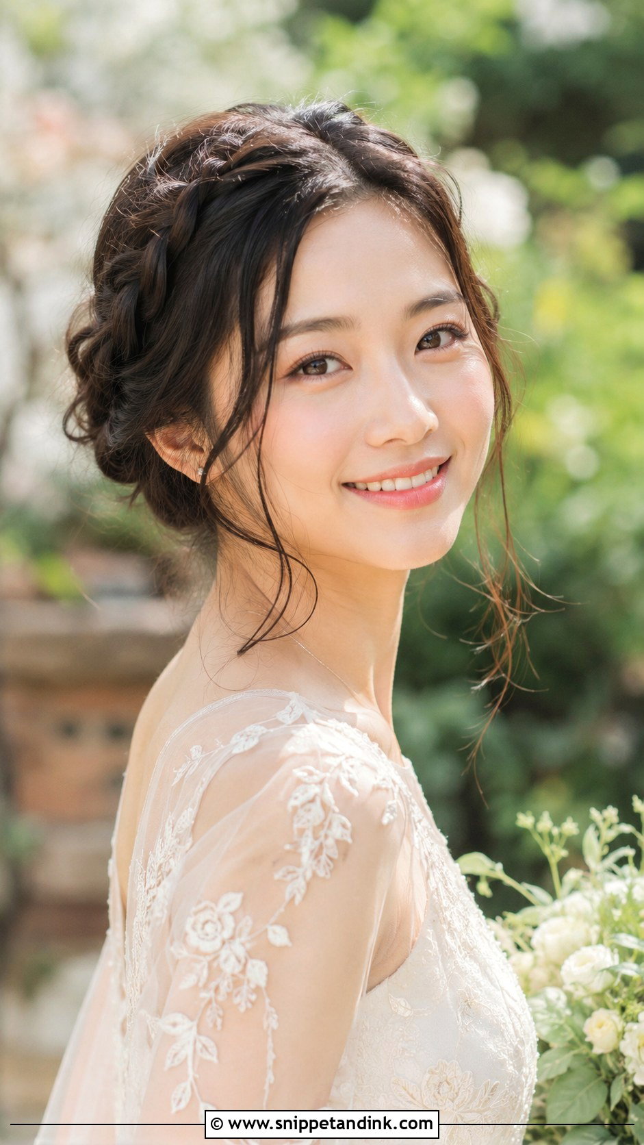 Boho Braided Updo With Loose Tendrils - Snippet and Ink - 25 Asian Wedding Hair Ideas
